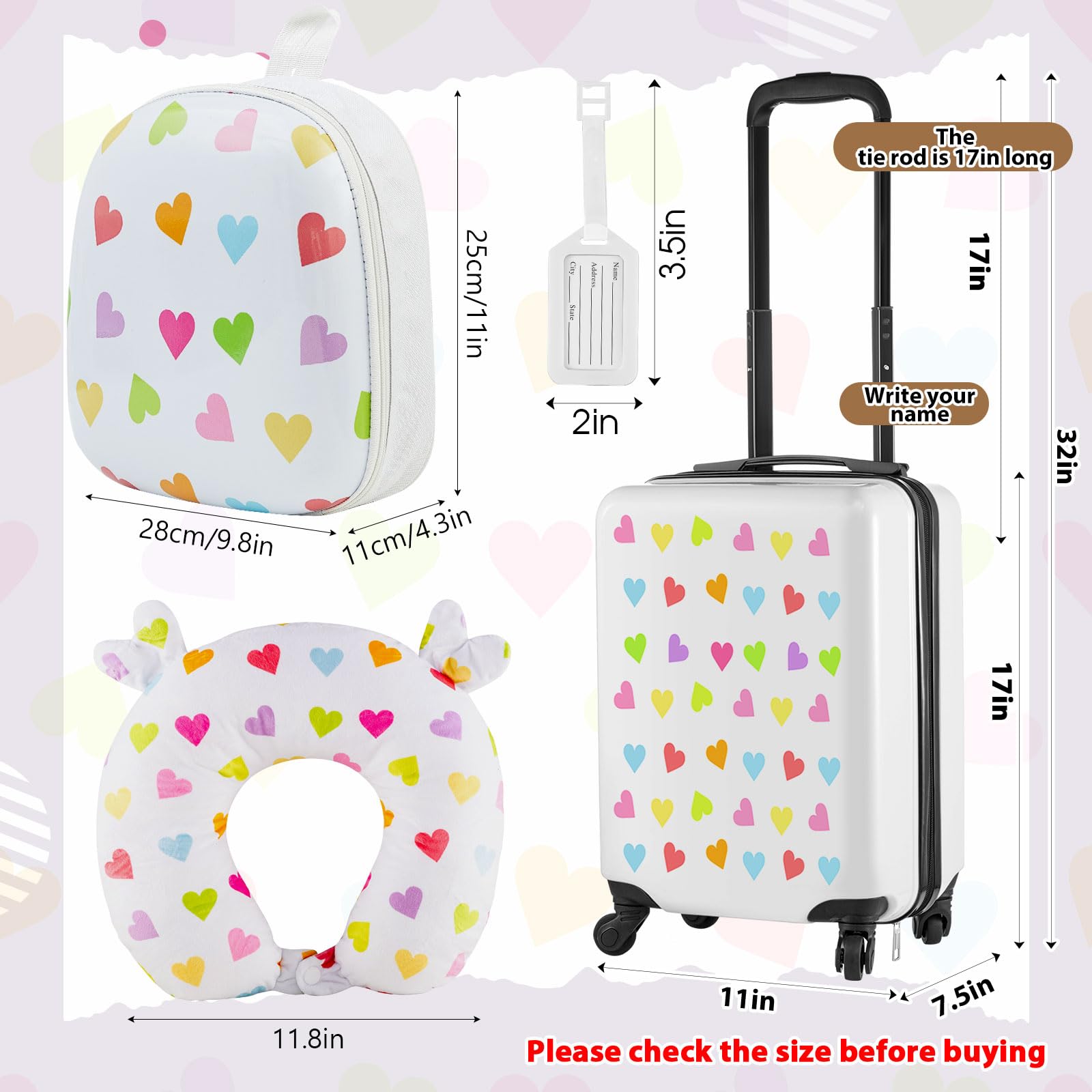 Foto 2 | Set De Equipaje Sanwuta Heart De 4 Piezas Para Niñas  - Venta Internacional