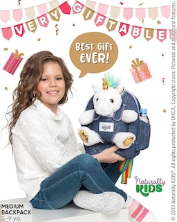 Foto 2 | Mochila Naturally Kids Unicorn Para Niñas De 4 A 6 Años - Venta Internacional