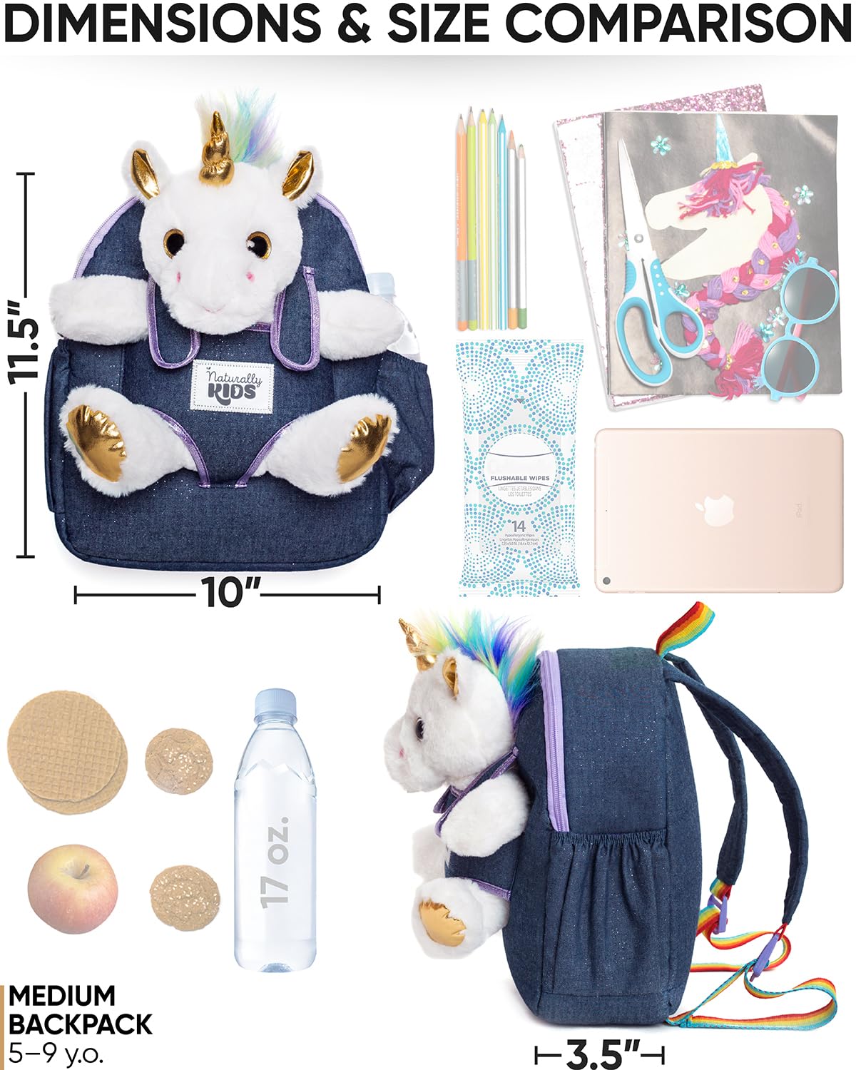 Foto 7 pulgar | Mochila Naturally Kids Unicorn Para Niñas De 4 A 6 Años - Venta Internacional