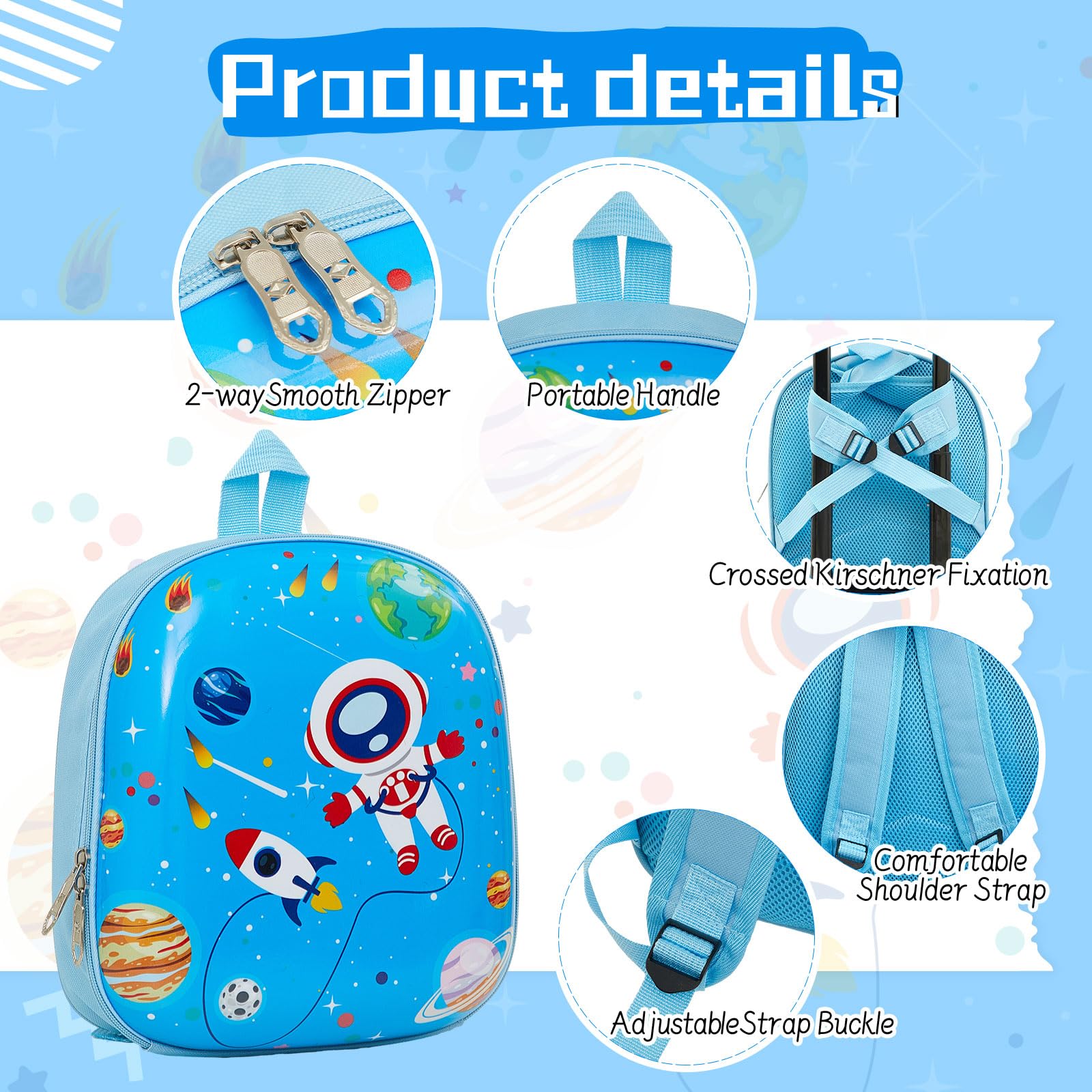 Foto 6 pulgar | Set de Equipaje Sanwuta Astronaut de 43 cm con Mochila y Almohada Cervical - Venta Internacional