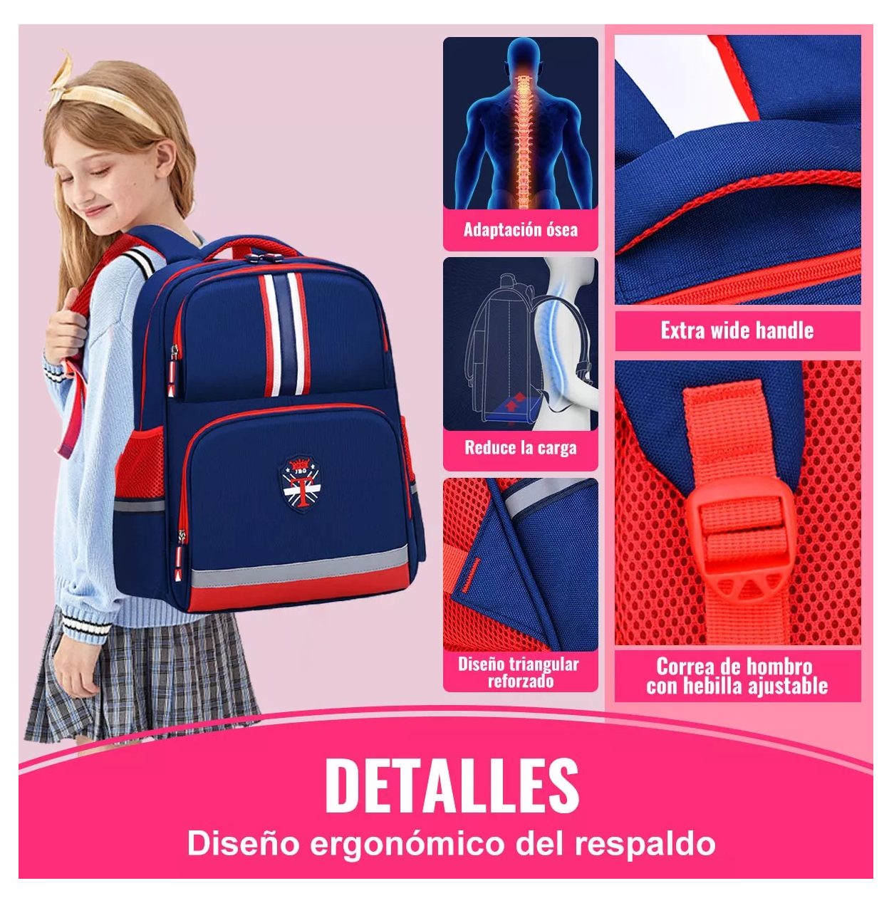 Foto 4 | Mochila Escolar Primaria Impermeable Azul para Niños