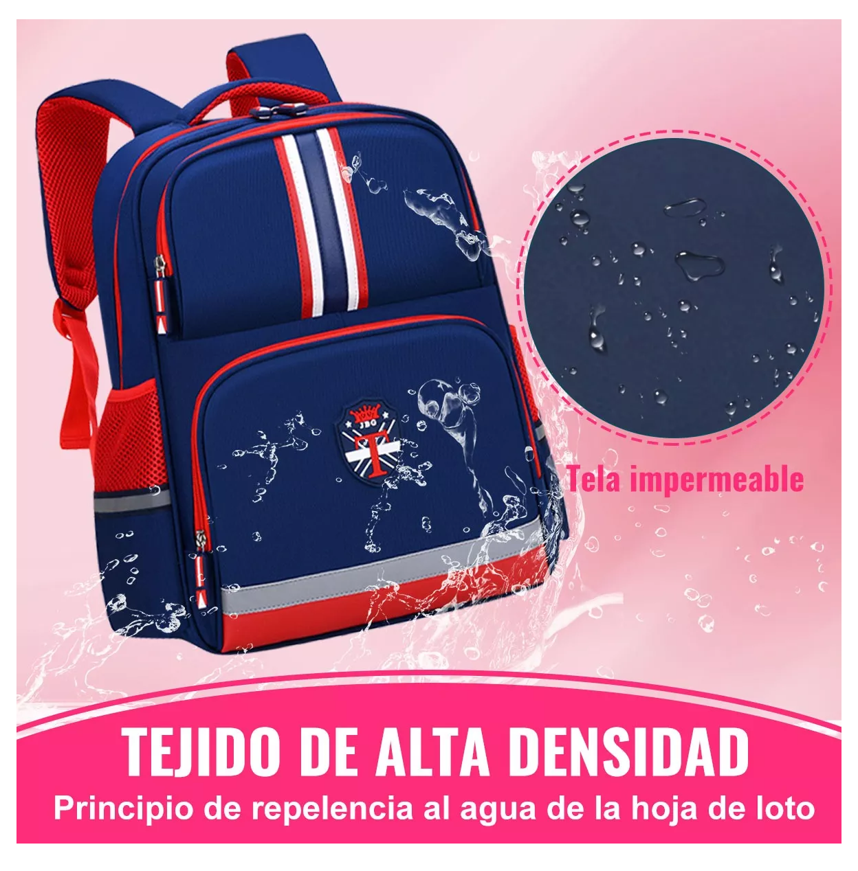 Foto 6 pulgar | Mochila Escolar Primaria Impermeable Azul para Niños