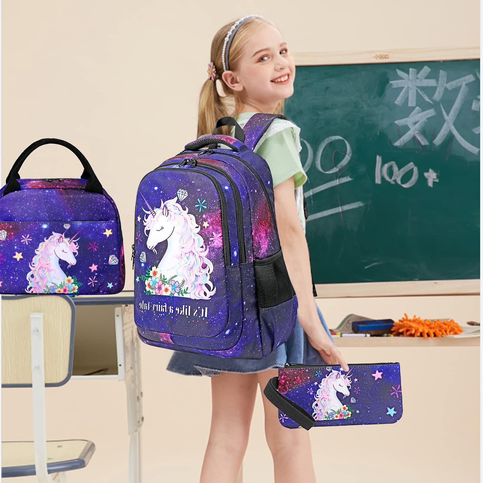 Foto 3 pulgar | Mochila Btoop Galaxy Space con Bolsa de Almuerzo 3 Unidades - Venta Internacional