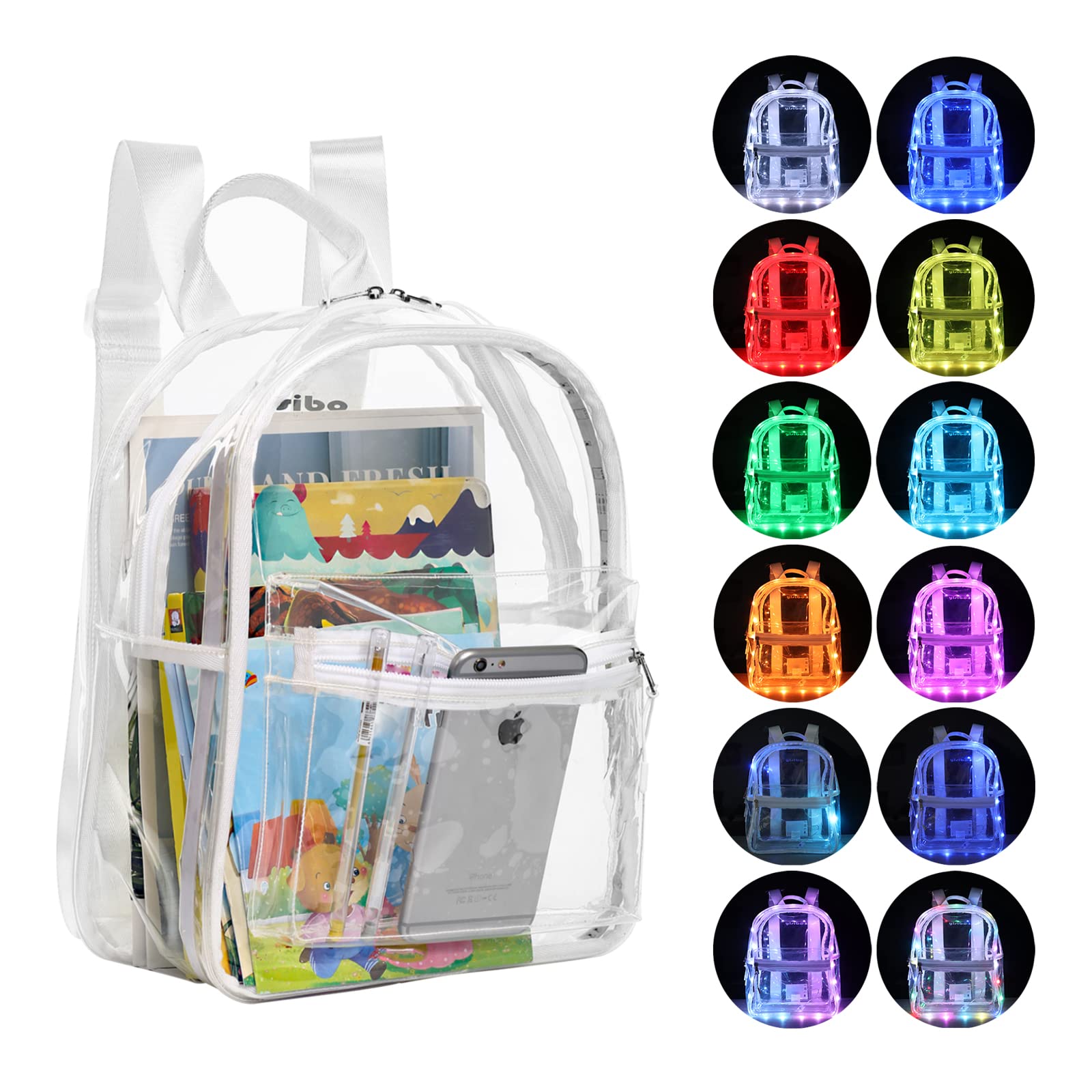 Mochila Yisibo Transparente con Luces Led-Venta Internacional