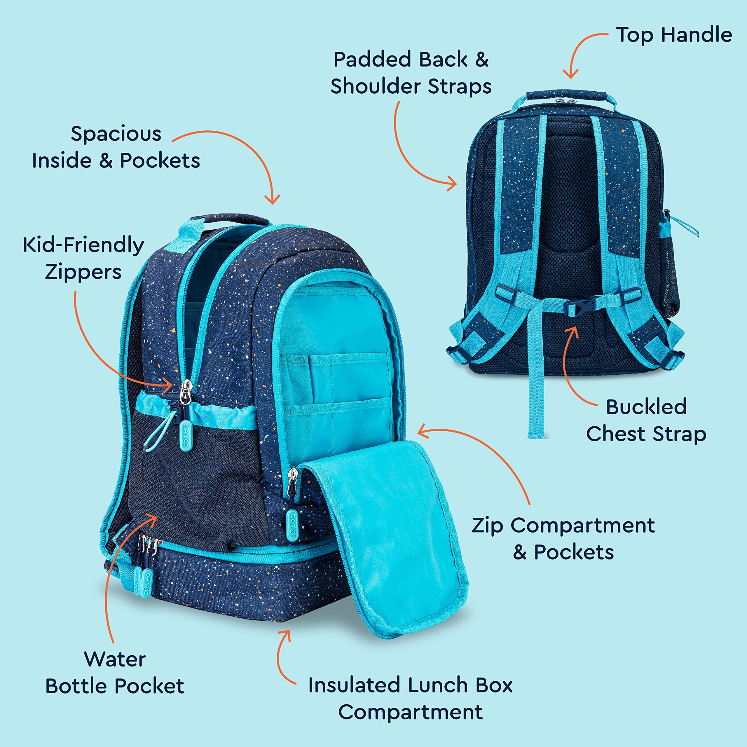 Foto 4 pulgar | Mochila y Bolsa de Almuerzo Aislante Bentgo Kids Confetti Azul - Venta Internacional