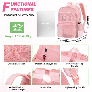 Foto 7 | Mochila Moonbaby Mesh Heavy Duty Rosa para Niñas - Venta Internacional