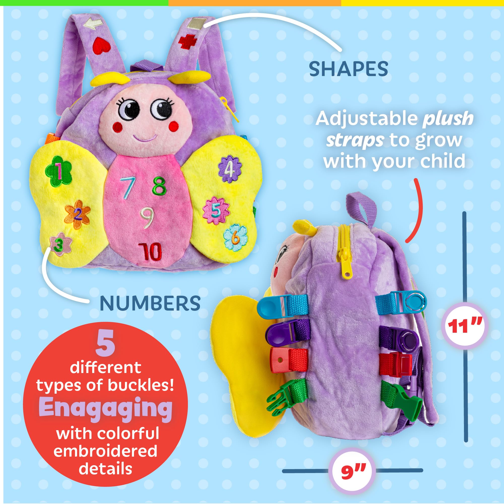 Foto 5 pulgar | Mochila Buckle Toys Blossom Butterfly para Niños Pequeños - Venta Internacional