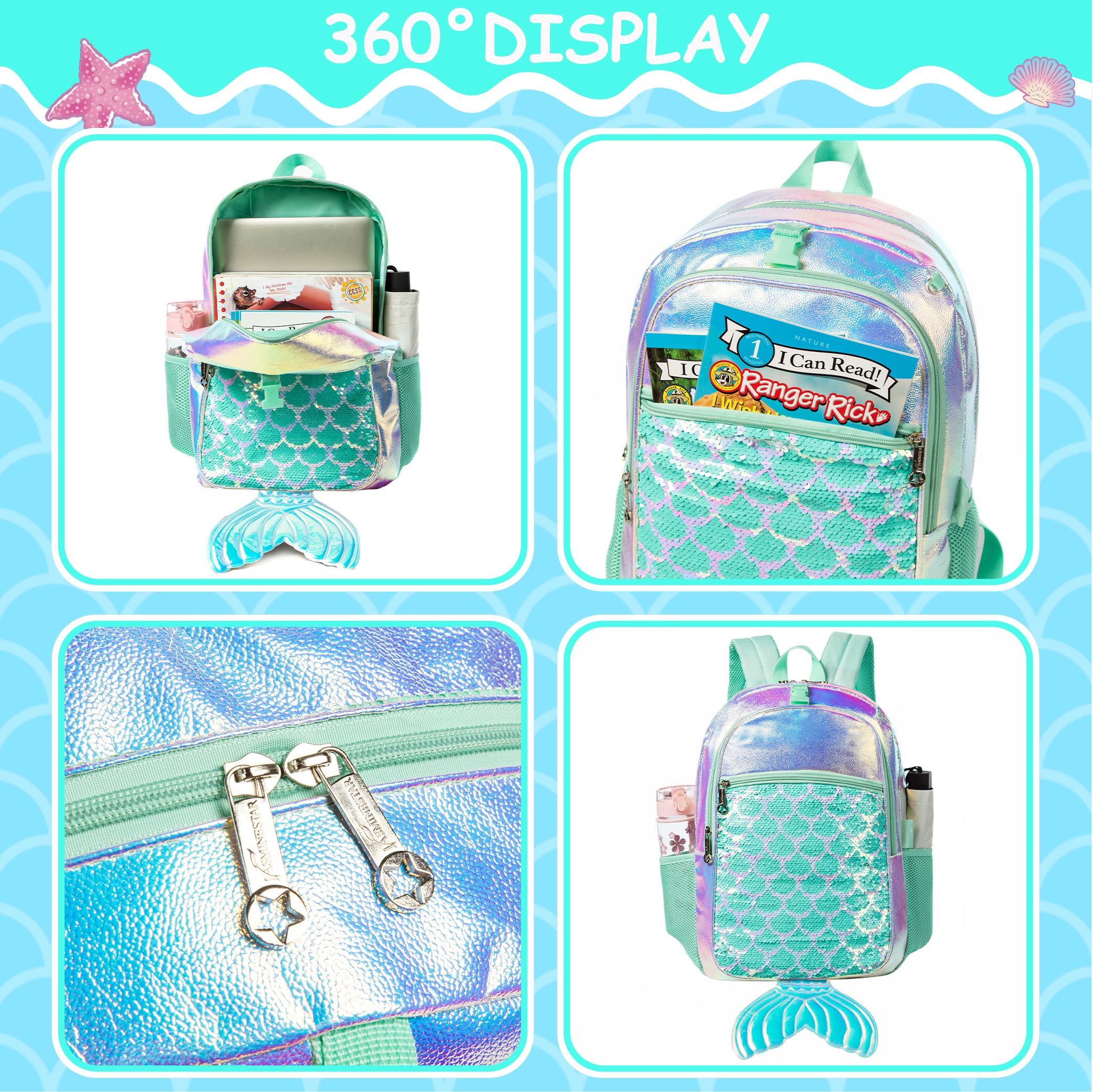 Foto 4 pulgar | Mochila Meetbelify Mermaid Magic Sein con Lonchera para Niñas - Venta Internacional