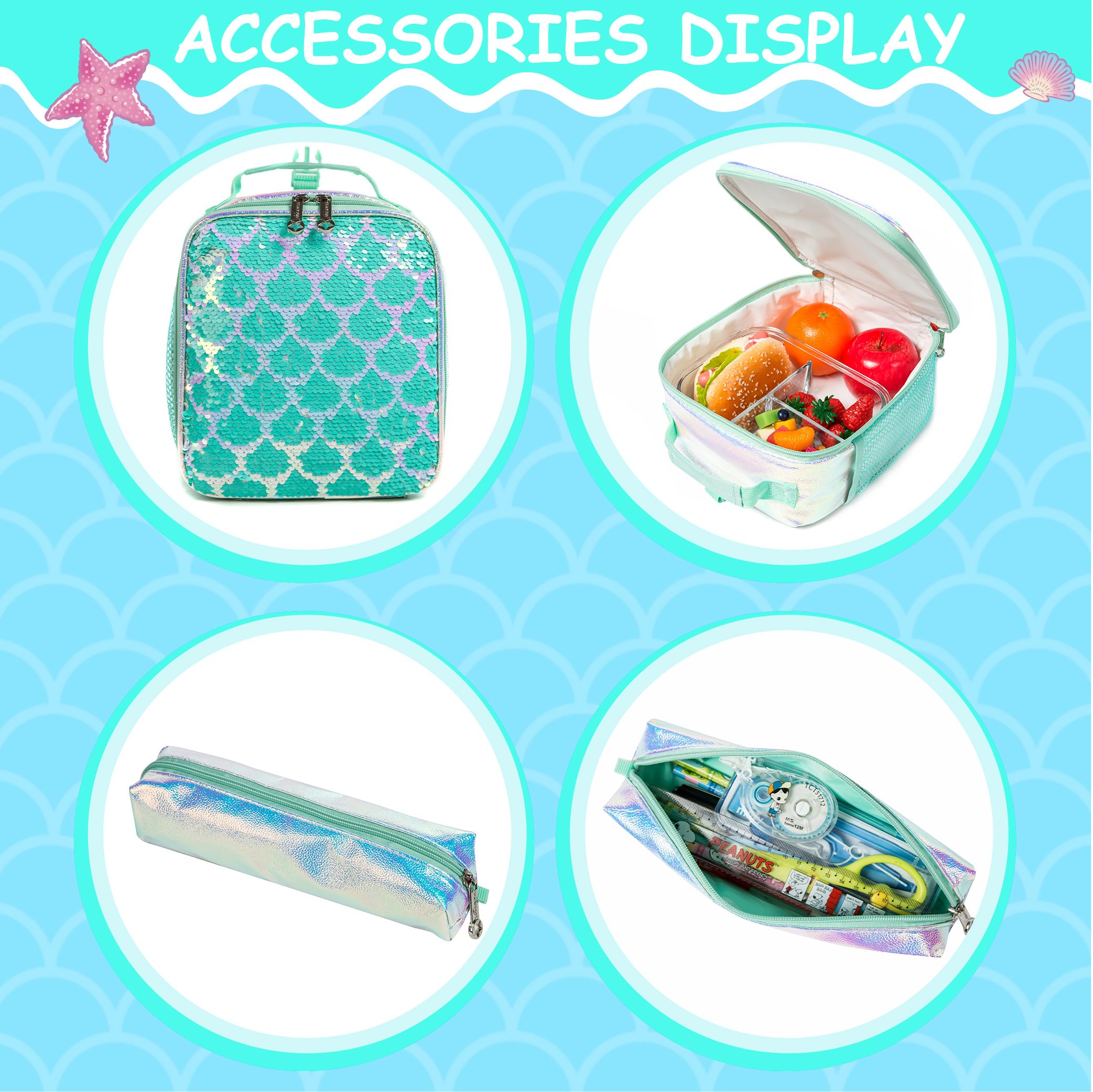 Foto 5 pulgar | Mochila Meetbelify Mermaid Magic Sein con Lonchera para Niñas - Venta Internacional