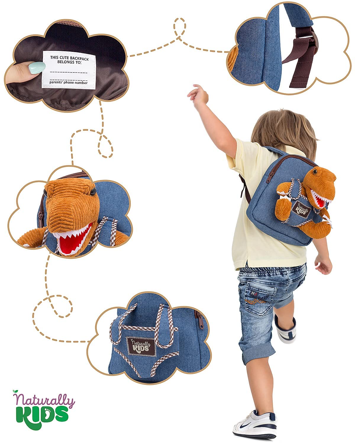 Foto 6 pulgar | Mochila Naturally Kids con Minidinosaurio para Niños de 2 Años - Venta Internacional
