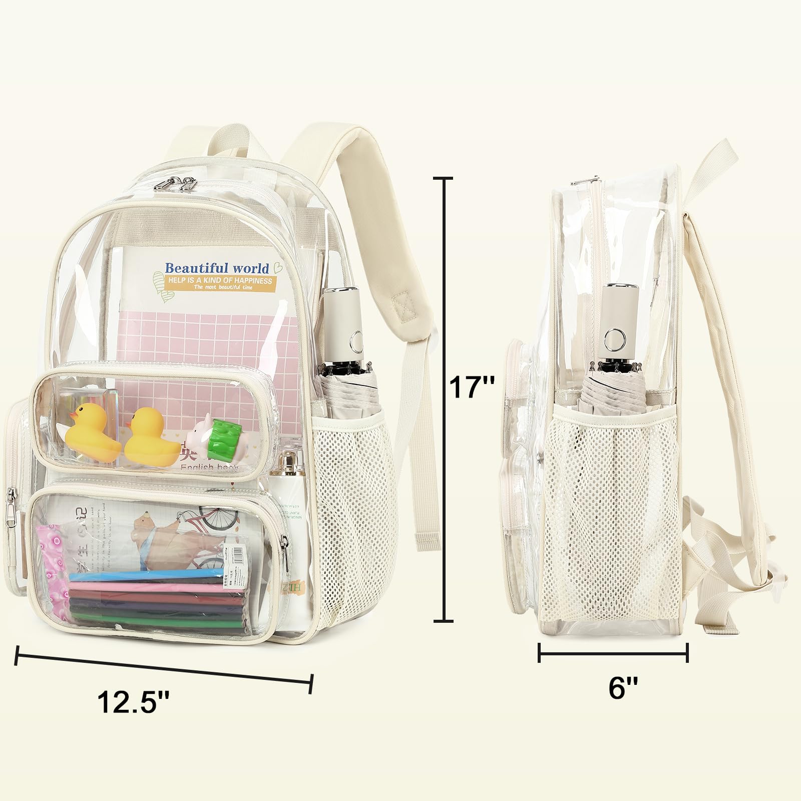 Foto 4 pulgar | Mochila Transparente Camtop De Pvc Resistente Transparente De 17 Pulgadas - Venta Internacional