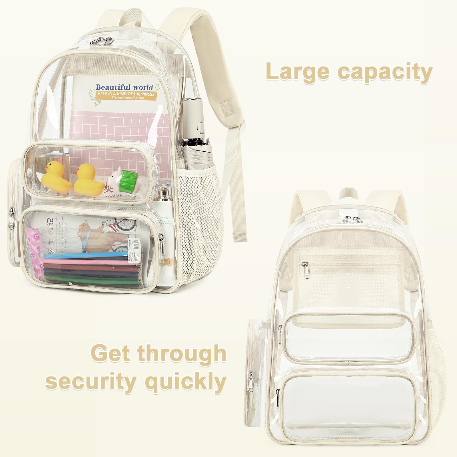 Foto 5 pulgar | Mochila Transparente Camtop De Pvc Resistente Transparente De 17 Pulgadas - Venta Internacional