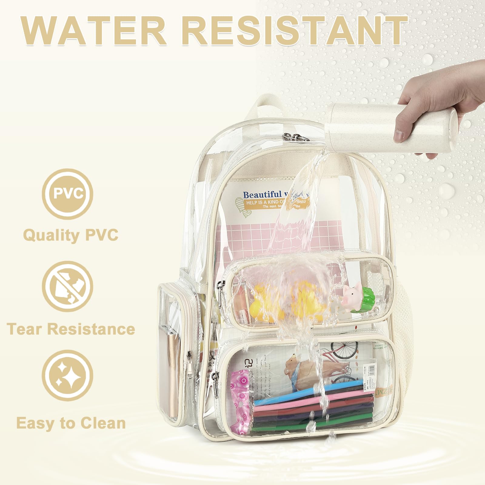 Foto 6 pulgar | Mochila Transparente Camtop De Pvc Resistente Transparente De 17 Pulgadas - Venta Internacional