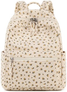 Foto 1 | Mini Mochila de Pana Beige con Estampado Floral para Mujer