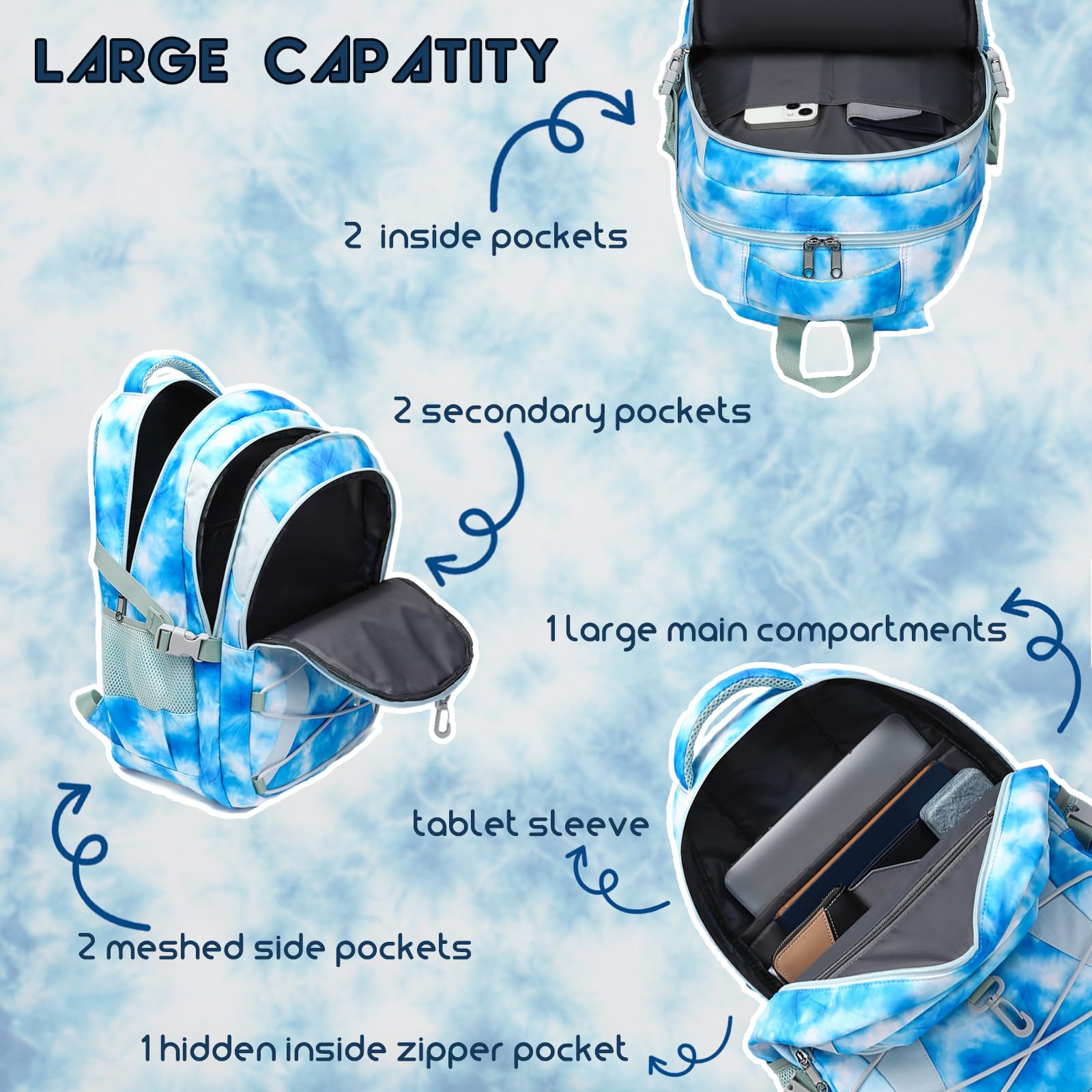 Foto 6 | Mochila Escolar Bluefairy Azul - Venta Internacional