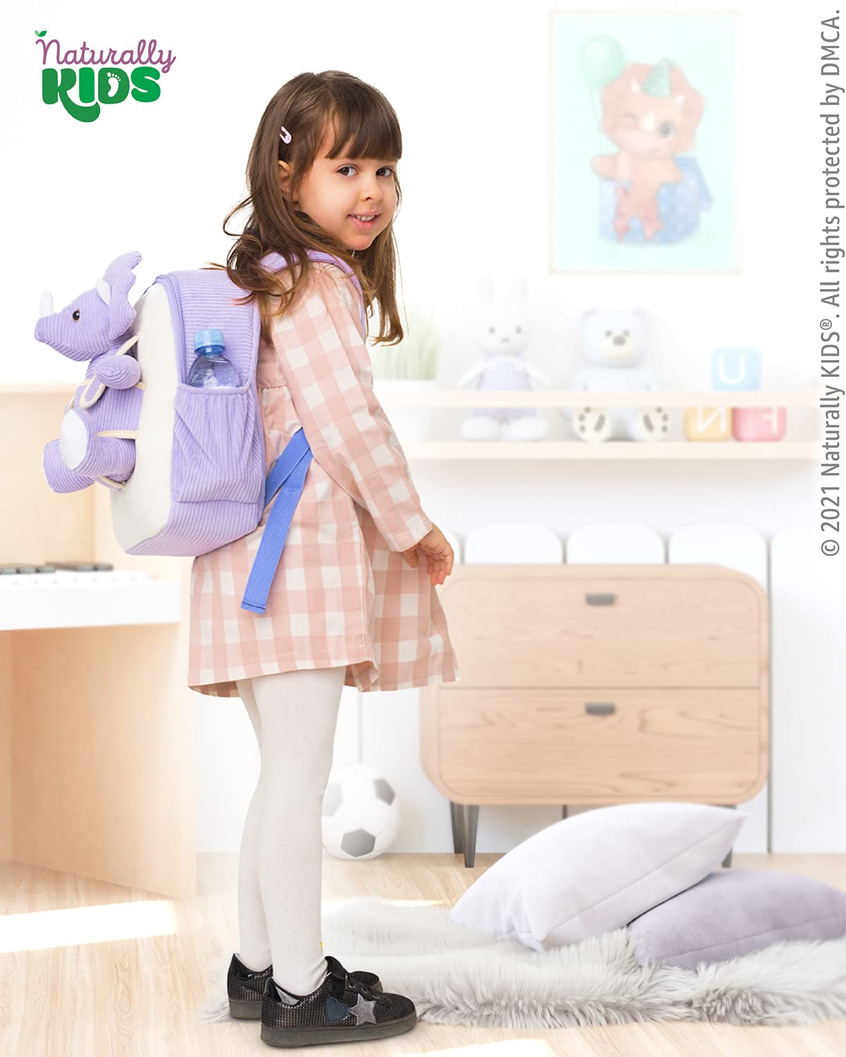 Foto 5 pulgar | Mochila Naturally Kids Medium Dinosaurio Púrpura Triceratops - Venta Internacional