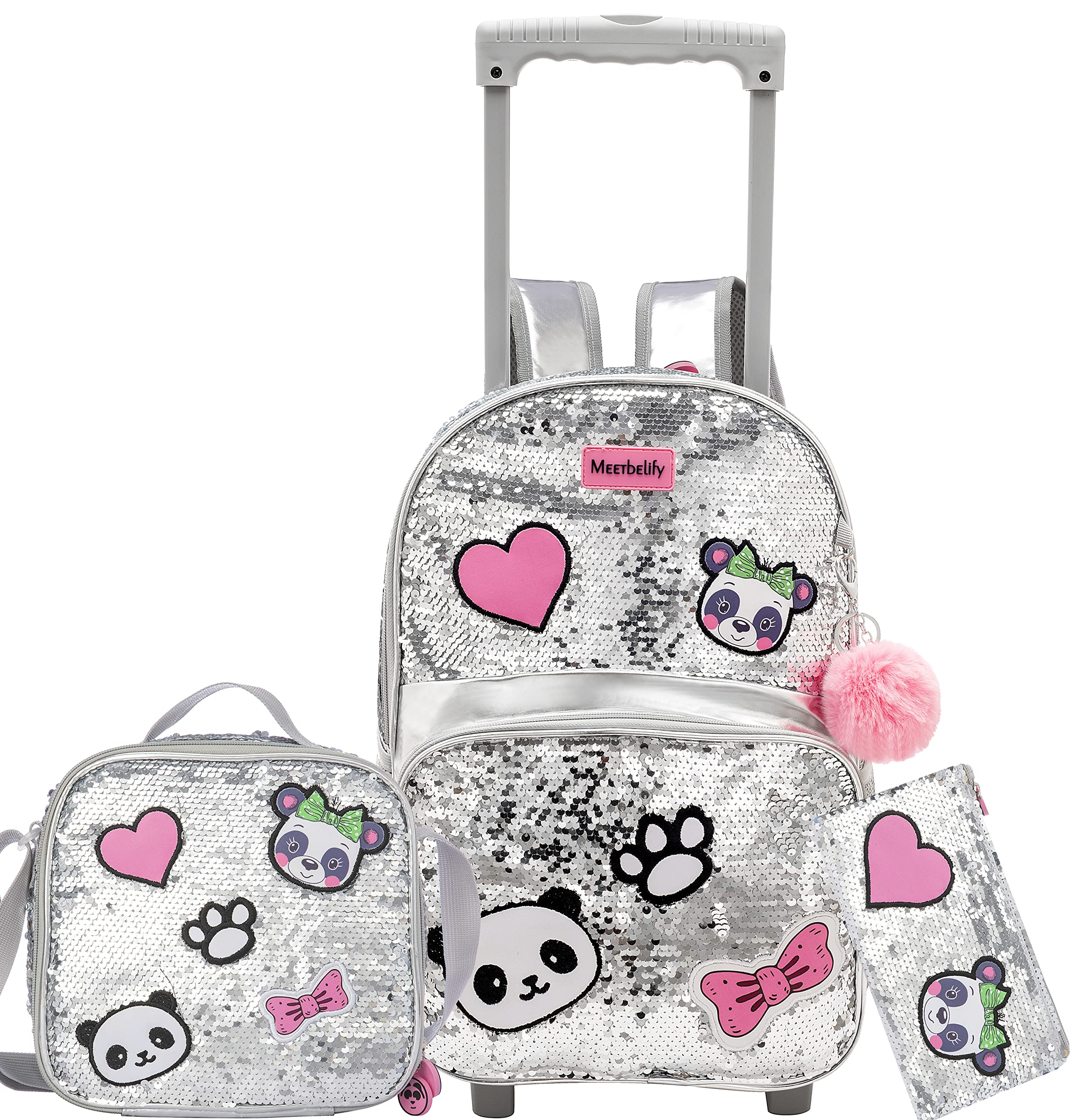 Foto 2 pulgar | Mochila Enrollable Meetbelify Sequin con Ruedas para Niñas - Venta Internacional