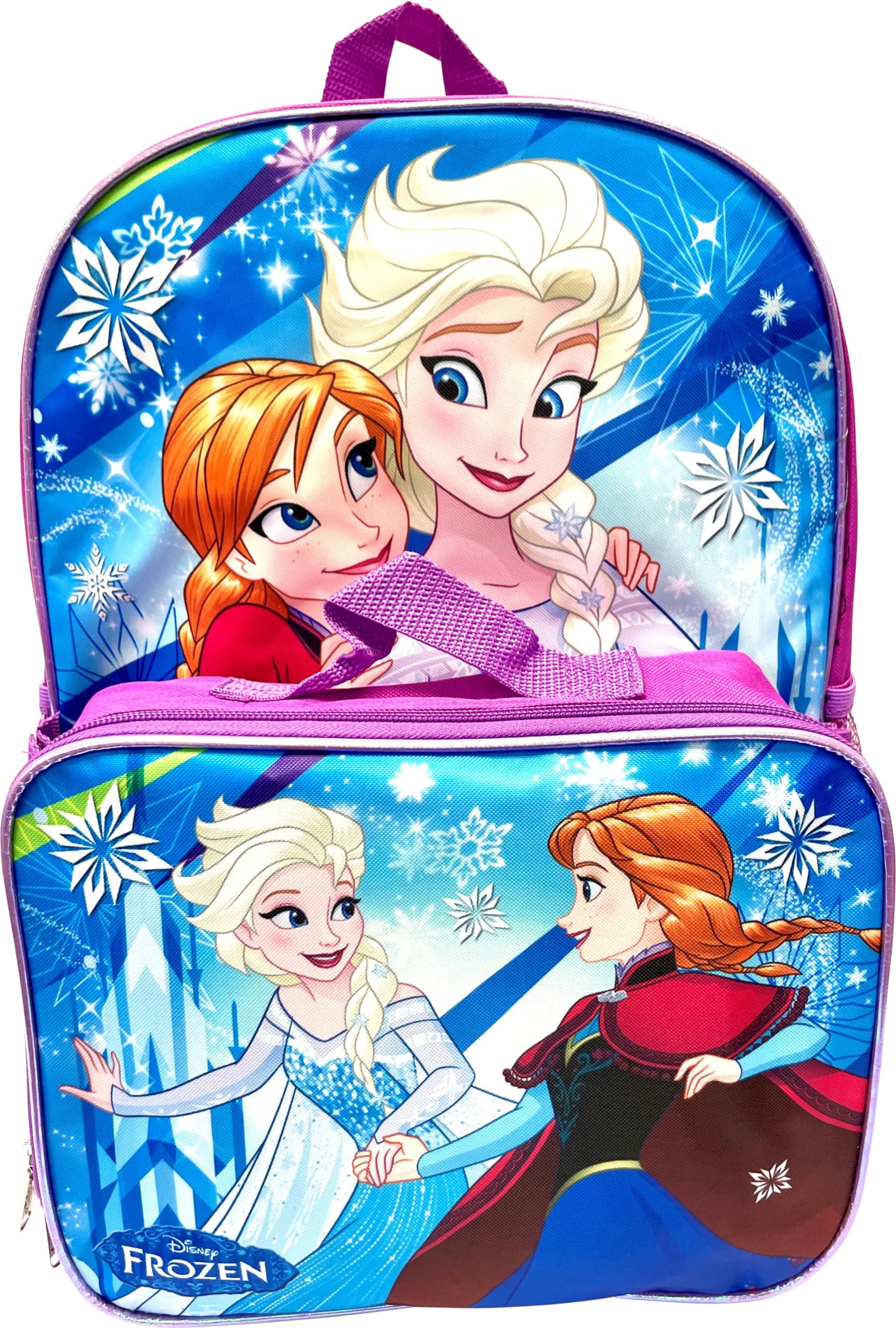 Mochila Ruz Frozen Anna Elsa 16 Con Fiambrera color Lila Y Azul - Venta Internacional