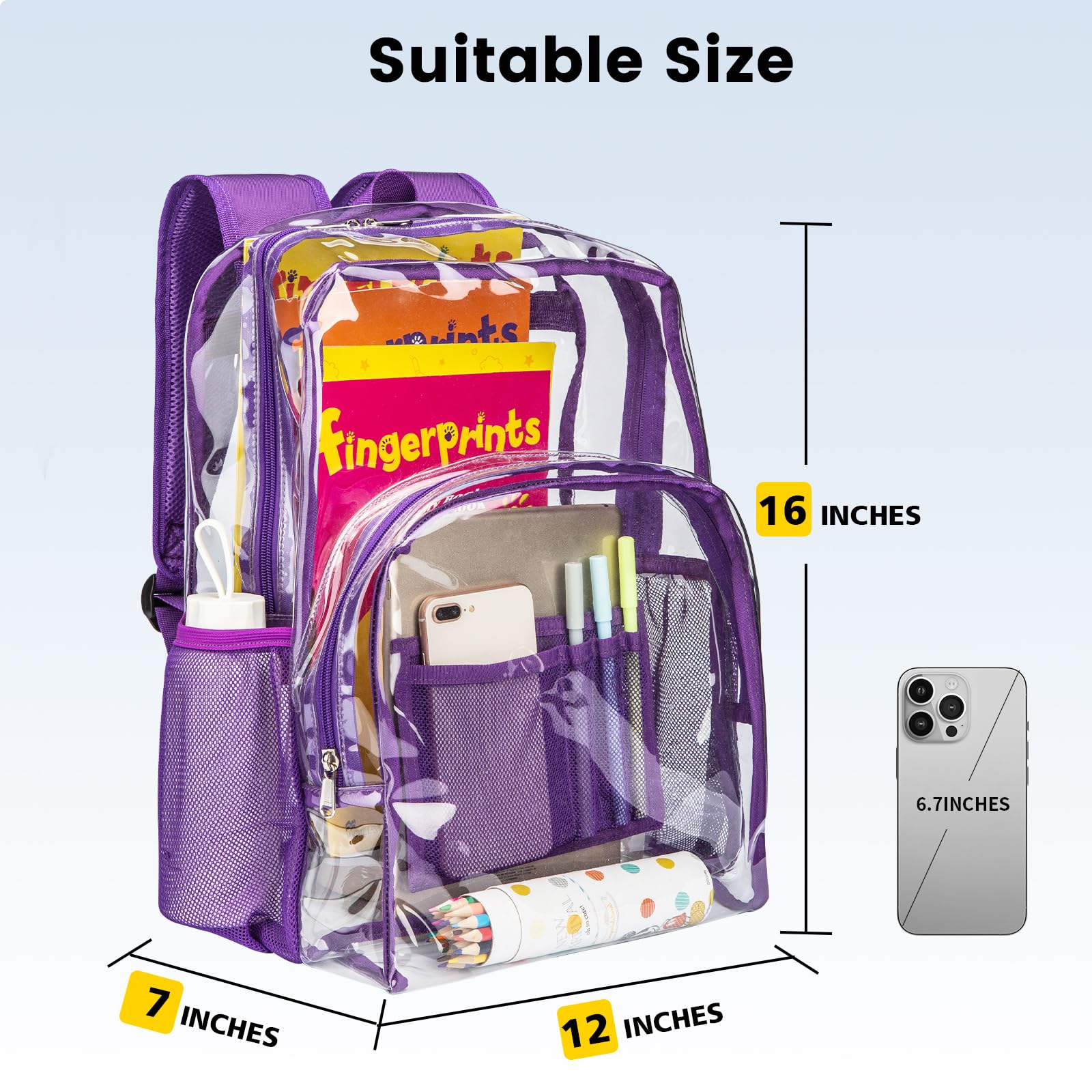 Foto 3 pulgar | Mochila Vorspack de Pvc Transparente Color Morado - Venta Internacional