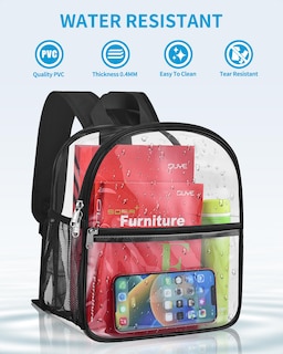 Foto 4 | Mochila Transparente Aprobada por Estadios de 30x30x15 cm color Negro - Venta Internacional