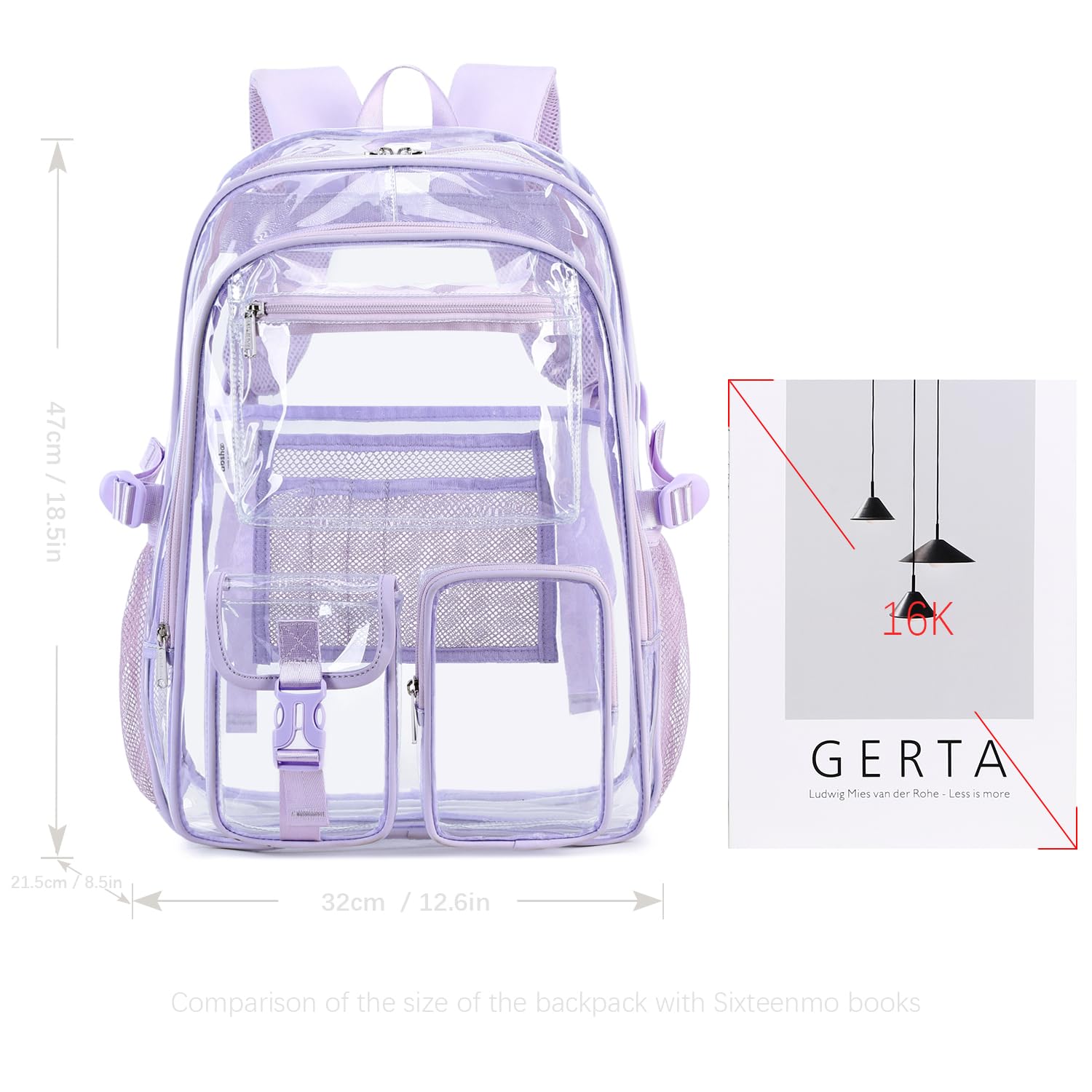 Foto 6 pulgar | Mochila Abshoo Grande Transparente Morada en Edad Escolar - Venta Internacional