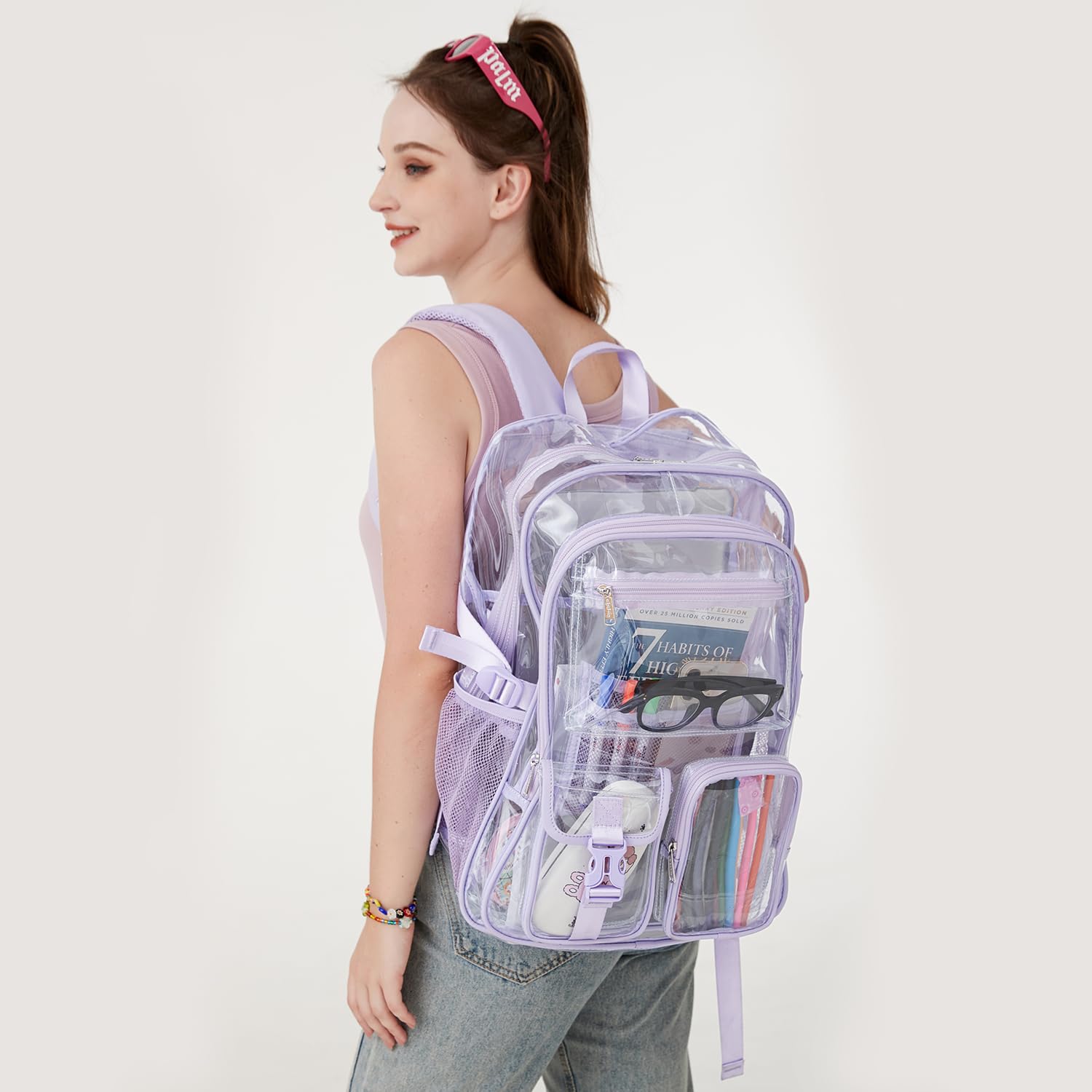 Foto 7 pulgar | Mochila Abshoo Grande Transparente Morada en Edad Escolar - Venta Internacional