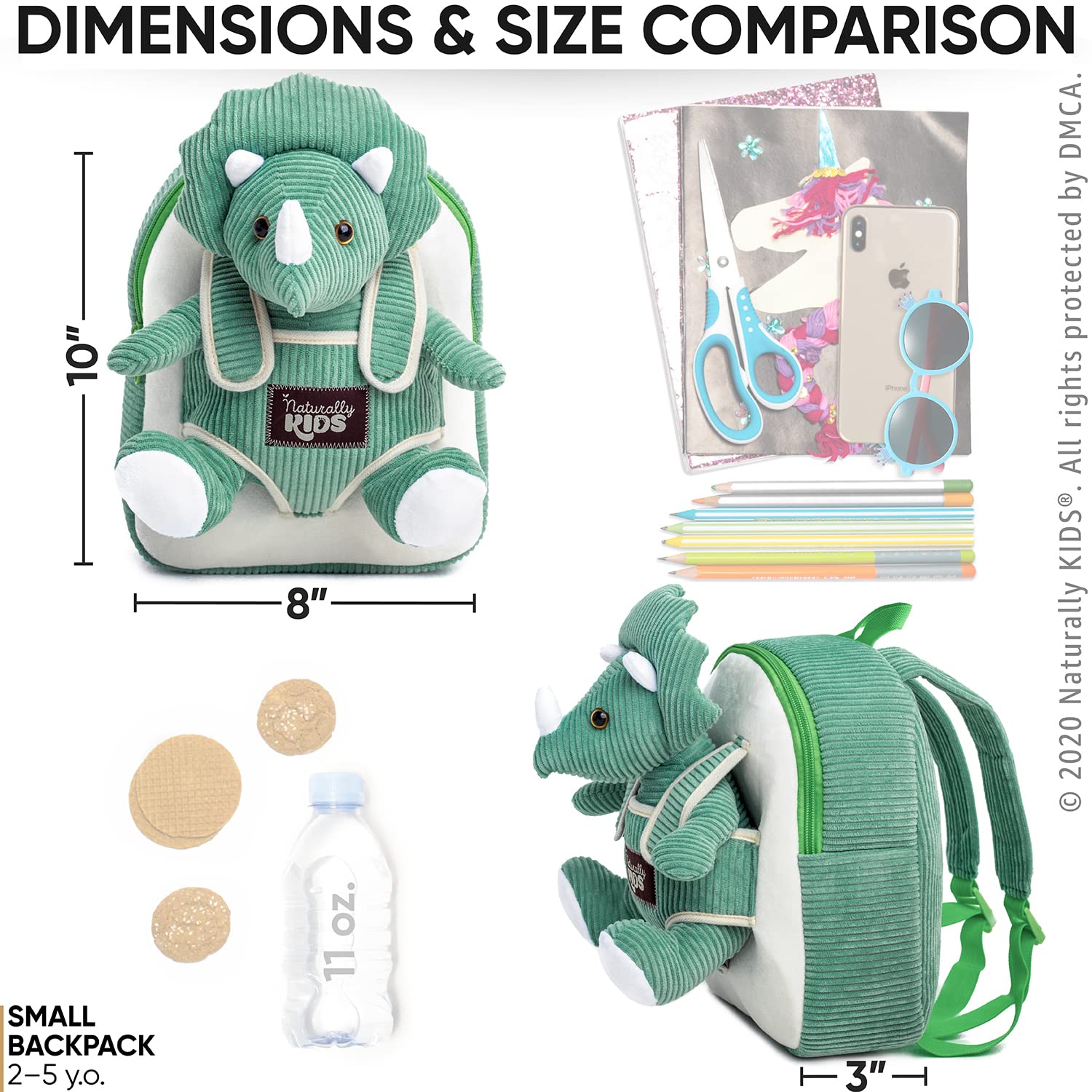Foto 5 | Mochila Naturally Kids con Dinosaurios Pequeños para Niños - Venta Internacional