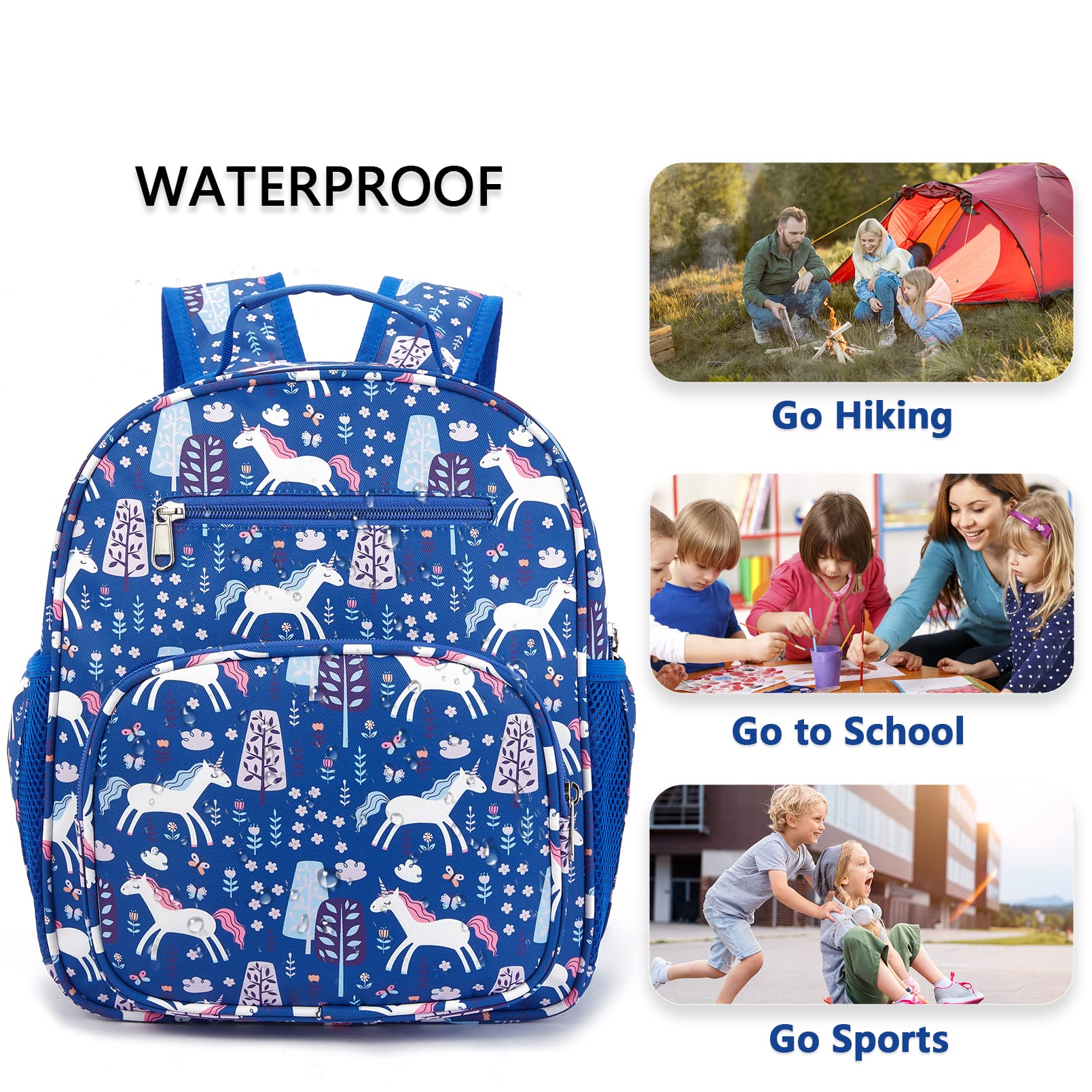 Foto 5 pulgar | Mochila Telena Kids Blue Unicorn Resistente al Agua para Niños y Niñas - Venta Internacional