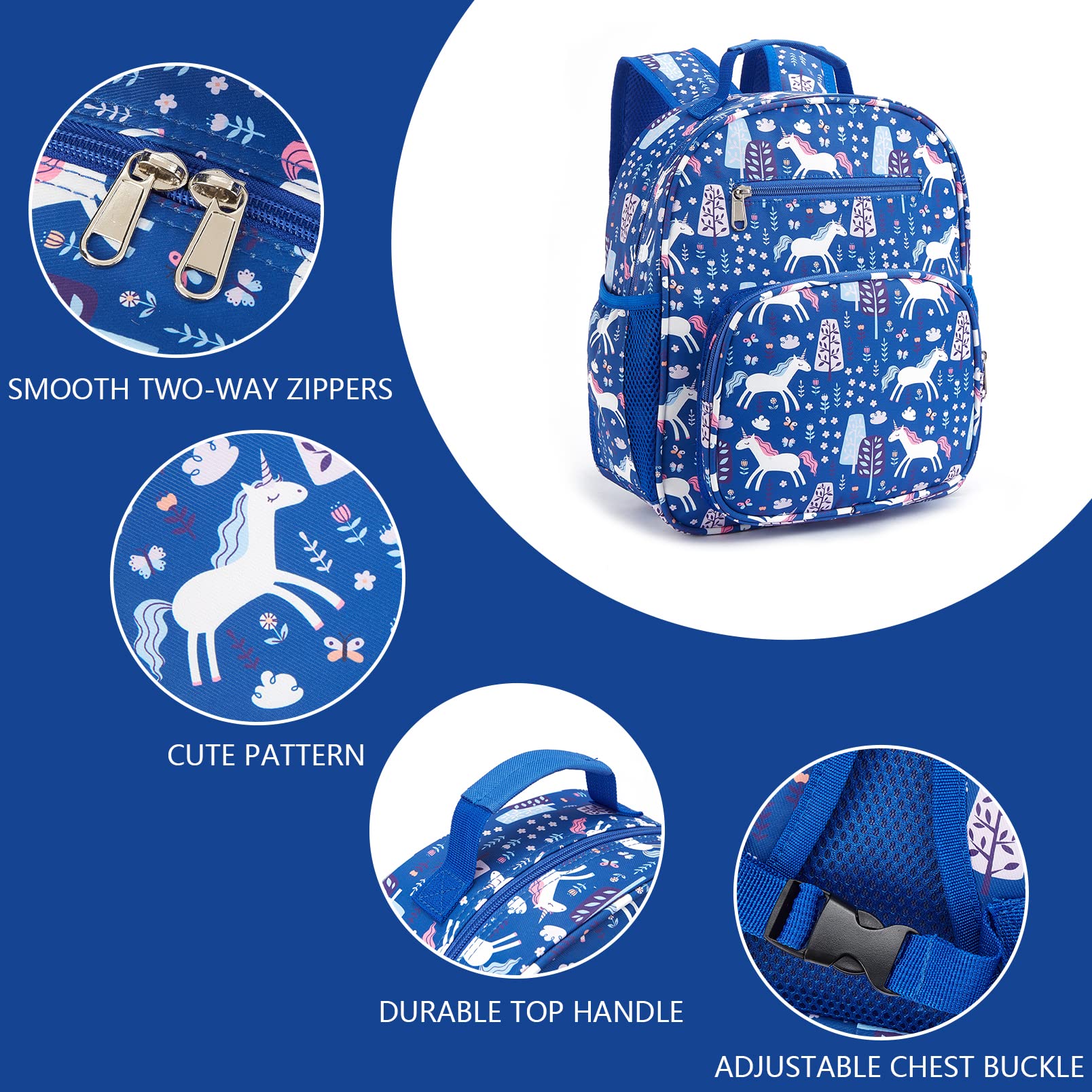 Foto 6 pulgar | Mochila Telena Kids Blue Unicorn Resistente al Agua para Niños y Niñas - Venta Internacional