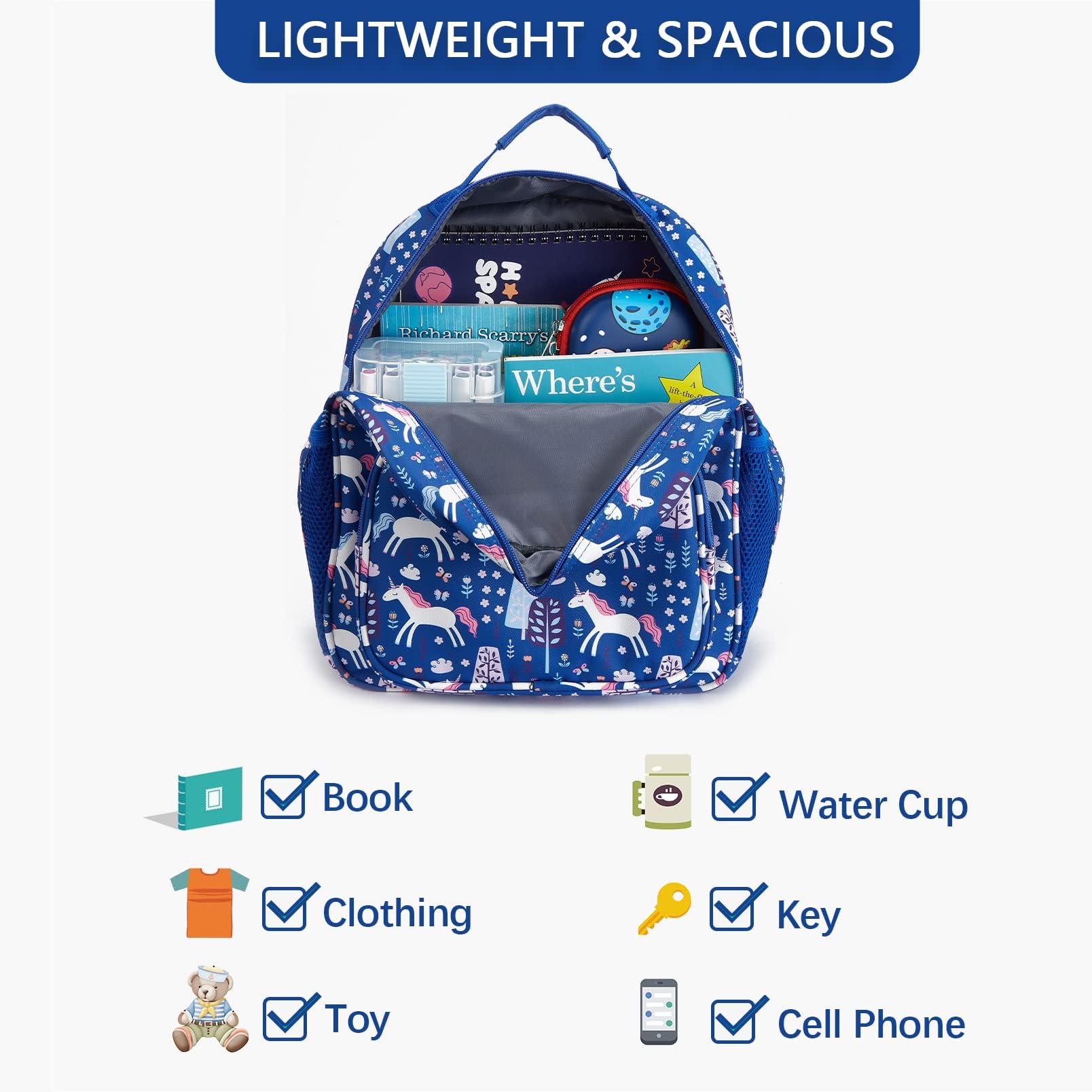 Foto 6 | Mochila Telena Kids Blue Unicorn Resistente al Agua para Niños y Niñas - Venta Internacional