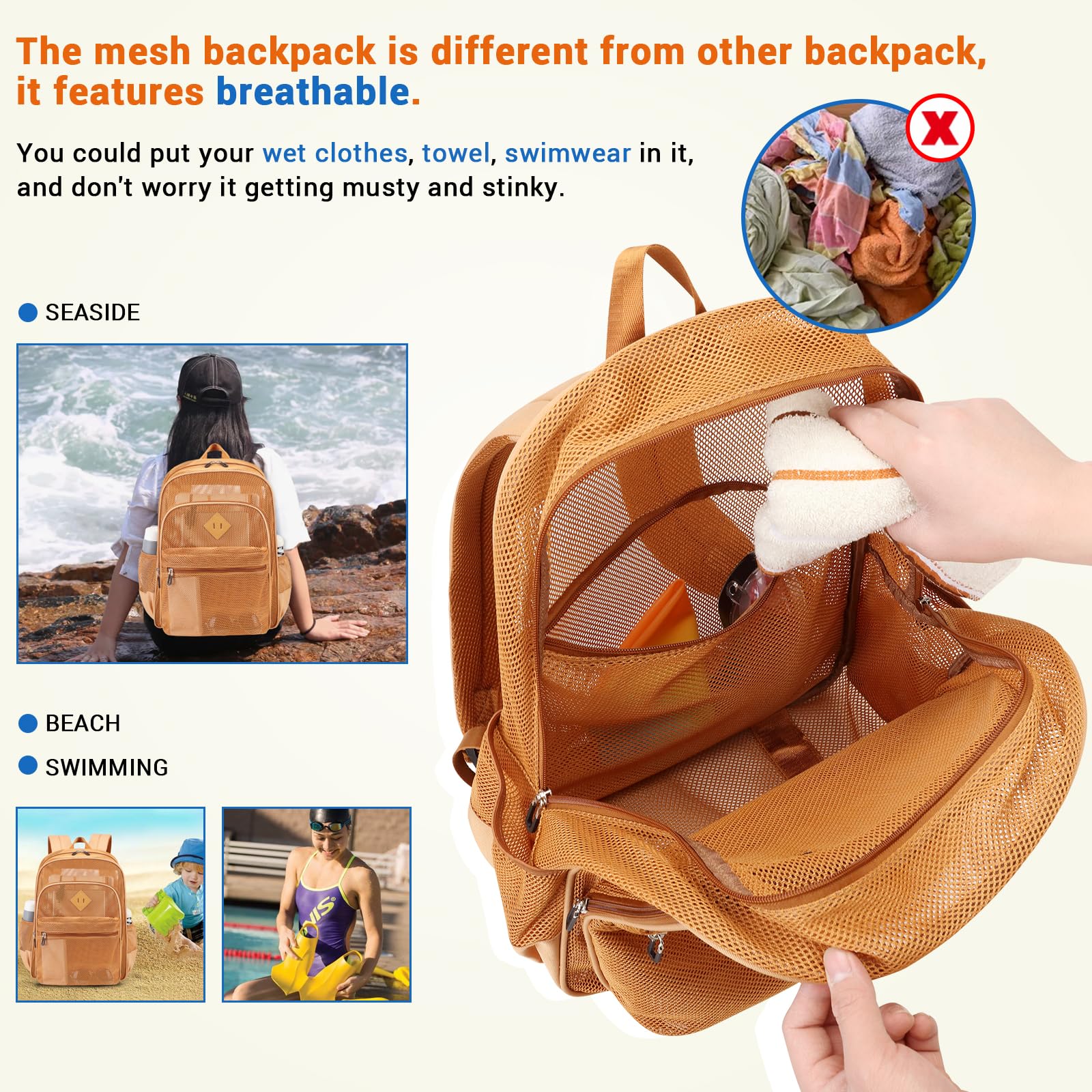 Foto 5 | Mochila Moonbaby de Malla Resistente y Transparente para la Escuela - Venta Internacional