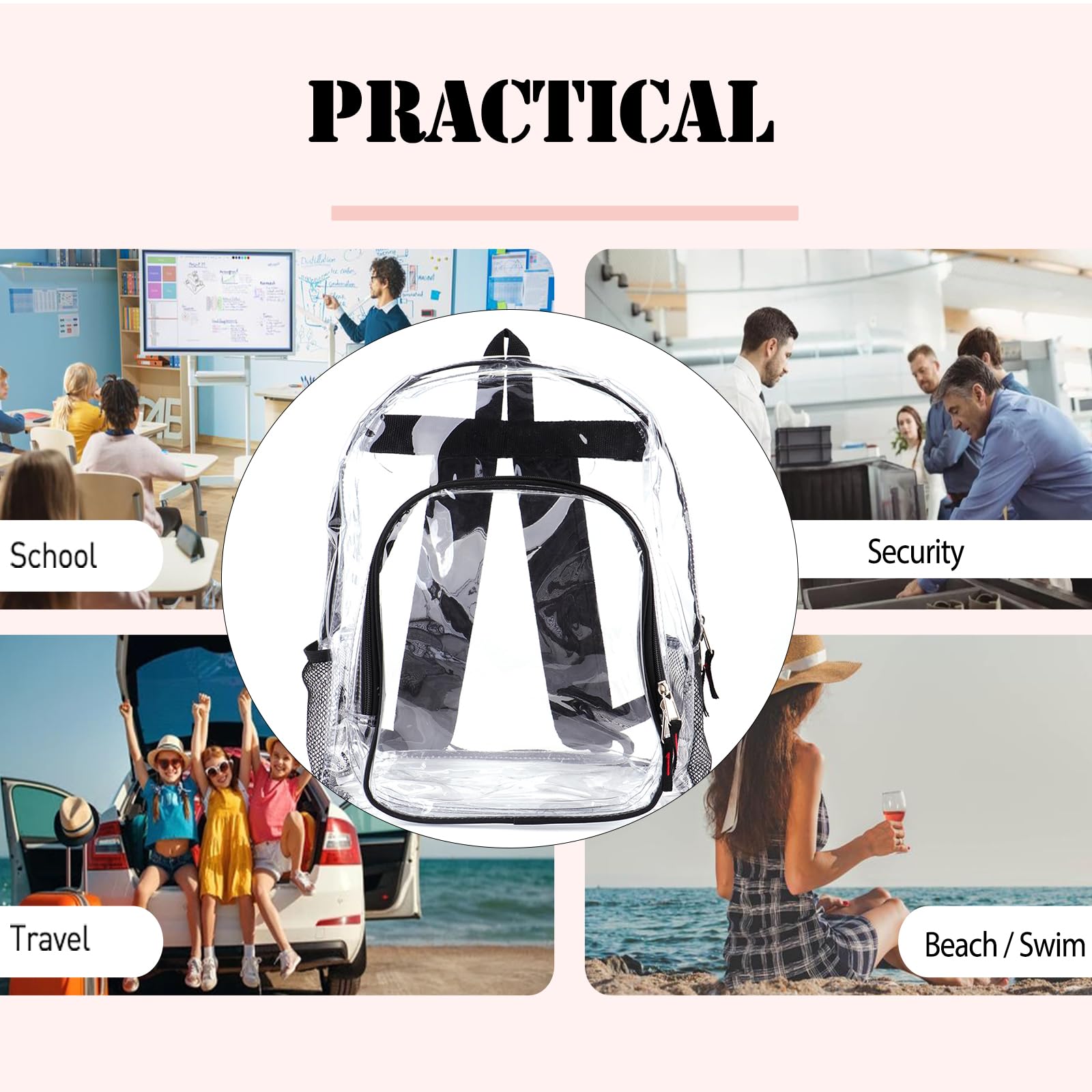 Foto 5 | Mochila Jomparo Clear Bulk 24 Piezas Transparente - Venta Internacional