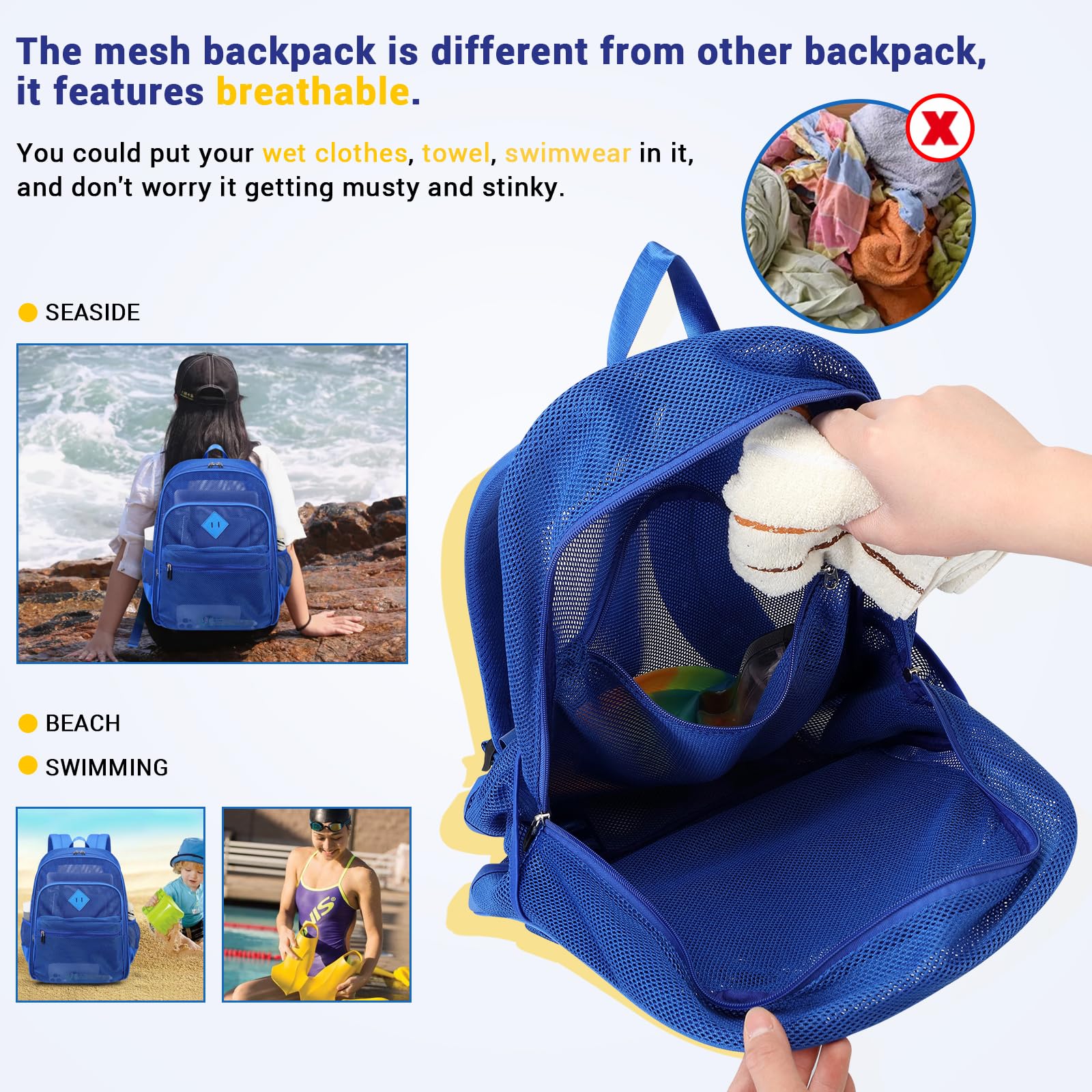 Foto 6 pulgar | Mochila Moonbaby Mesh Heavy Duty Azul - Venta Internacional