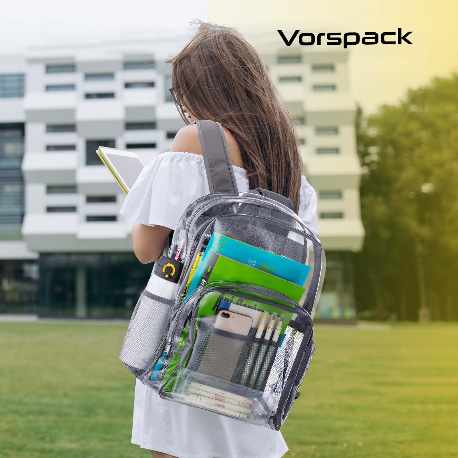 Foto 6 | Mochila Vorspack de Pvc Transparente Gris  - Venta Internacional