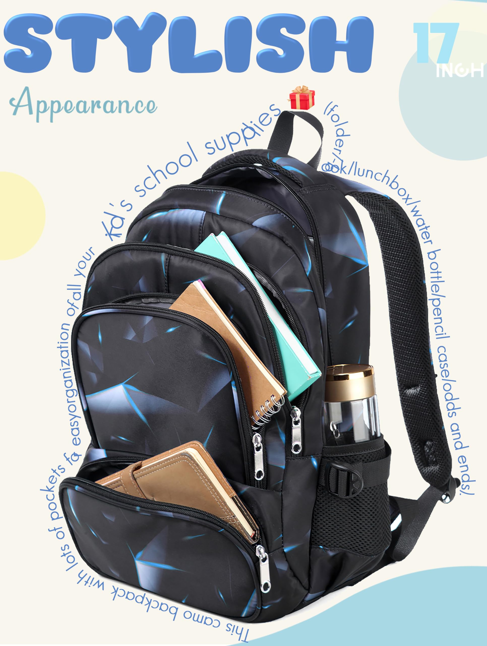 Foto 8 pulgar | Mochila Bluefairy Kids 17 Pulgadas para Niños - Venta Internacional