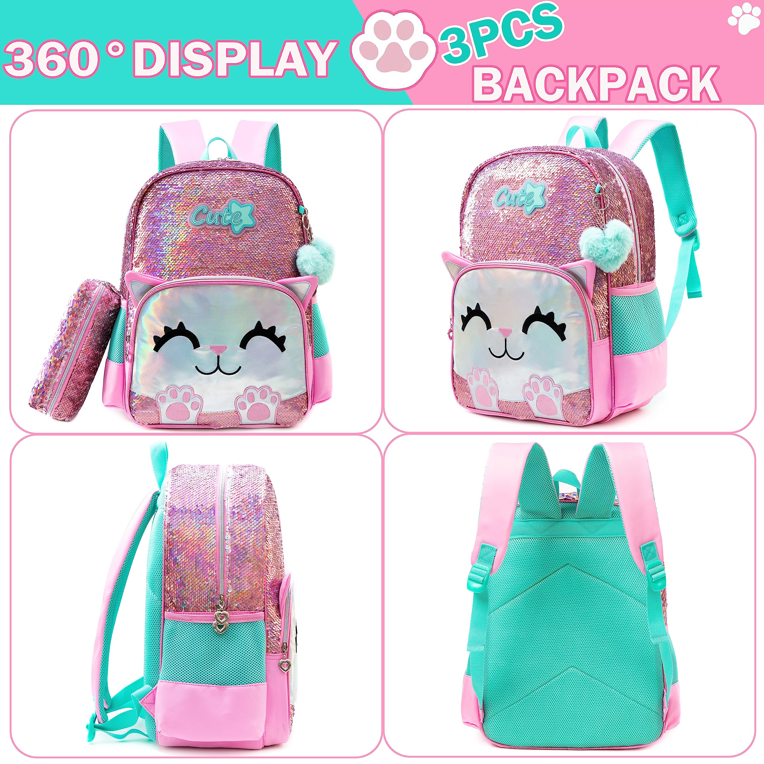 Foto 6 pulgar | Mochila Meetbelify con Forma de Gato Rosa para Niñas - Venta Internacional