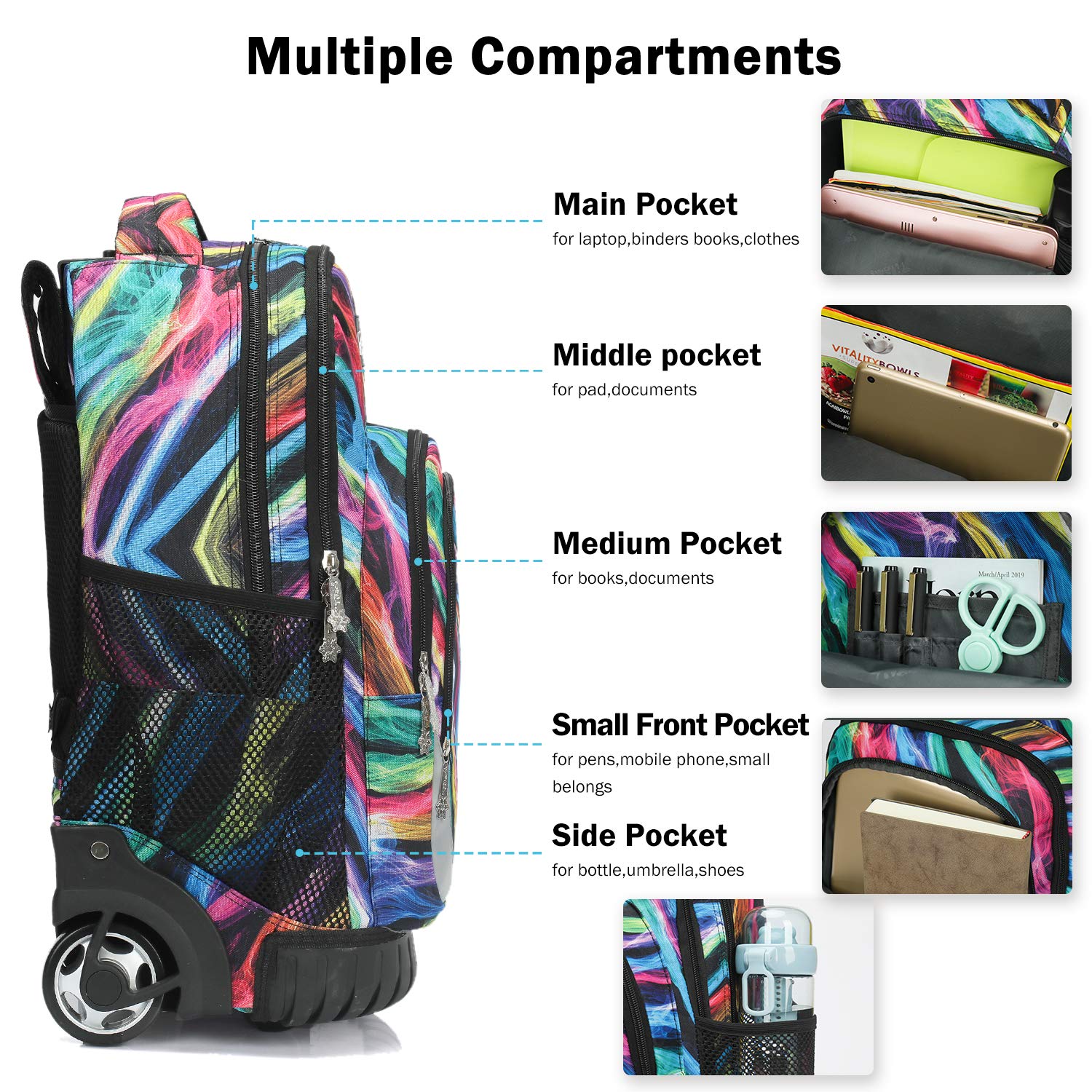 Foto 4 pulgar | Mochila Tilami con Ruedas 19 Pulgadas para Niños - Venta Internacional