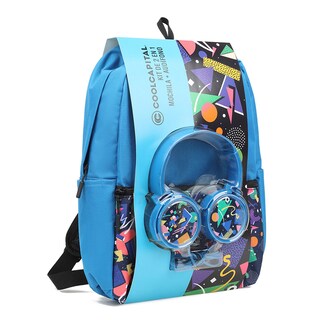 Foto 2 | Mochila Coolcapital Para Laptop + Audífonos Alámbricos On Ear Blue Retro 15.6''