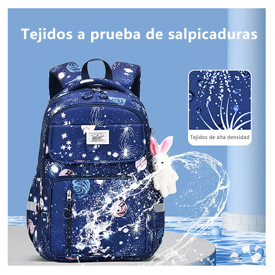 Foto 4 pulgar | Mochila de Escuela Primaria para Niños Y Niñas Impermeable Azul Marino