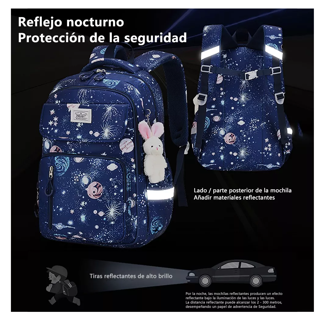 Foto 6 pulgar | Mochila de Escuela Primaria para Niños Y Niñas Impermeable Azul Marino