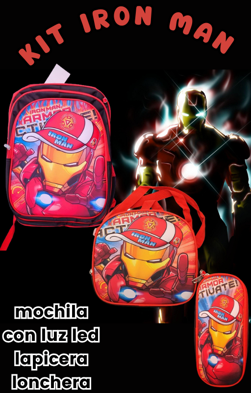 Foto 4 | Mochila Escolar Reforzada 3 Piezas Iron Man