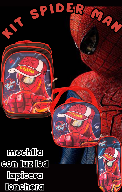 Foto 5 pulgar | Set de Mochila con Loncheca y Lapicera Spider Man para Niño