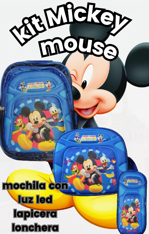 Foto 5 pulgar | Set Escolar Mochila Reforzada de Mickey Mouse con Luz LED 3 Piezas