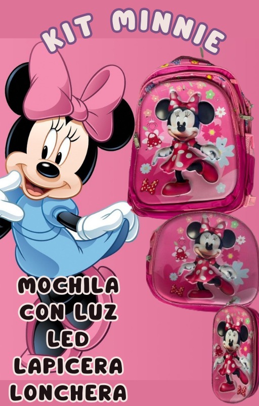 Foto 5 pulgar | Set Escolar de Mochila Reforzada de Minnie Mouse con Luces LED