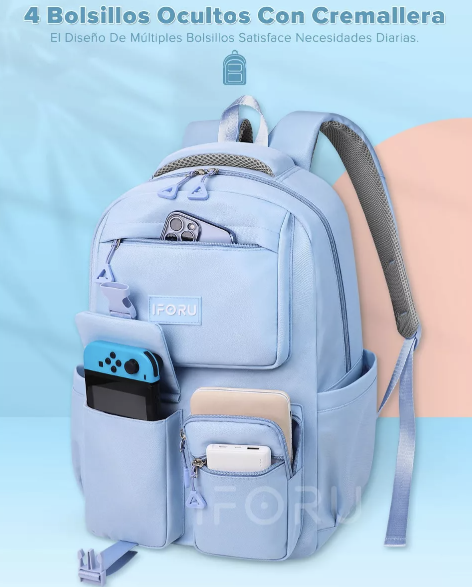 Foto 4 | Mochila Escolar Viaje Bolsa Para Laptop 15.6 Inch Iforu 30l T