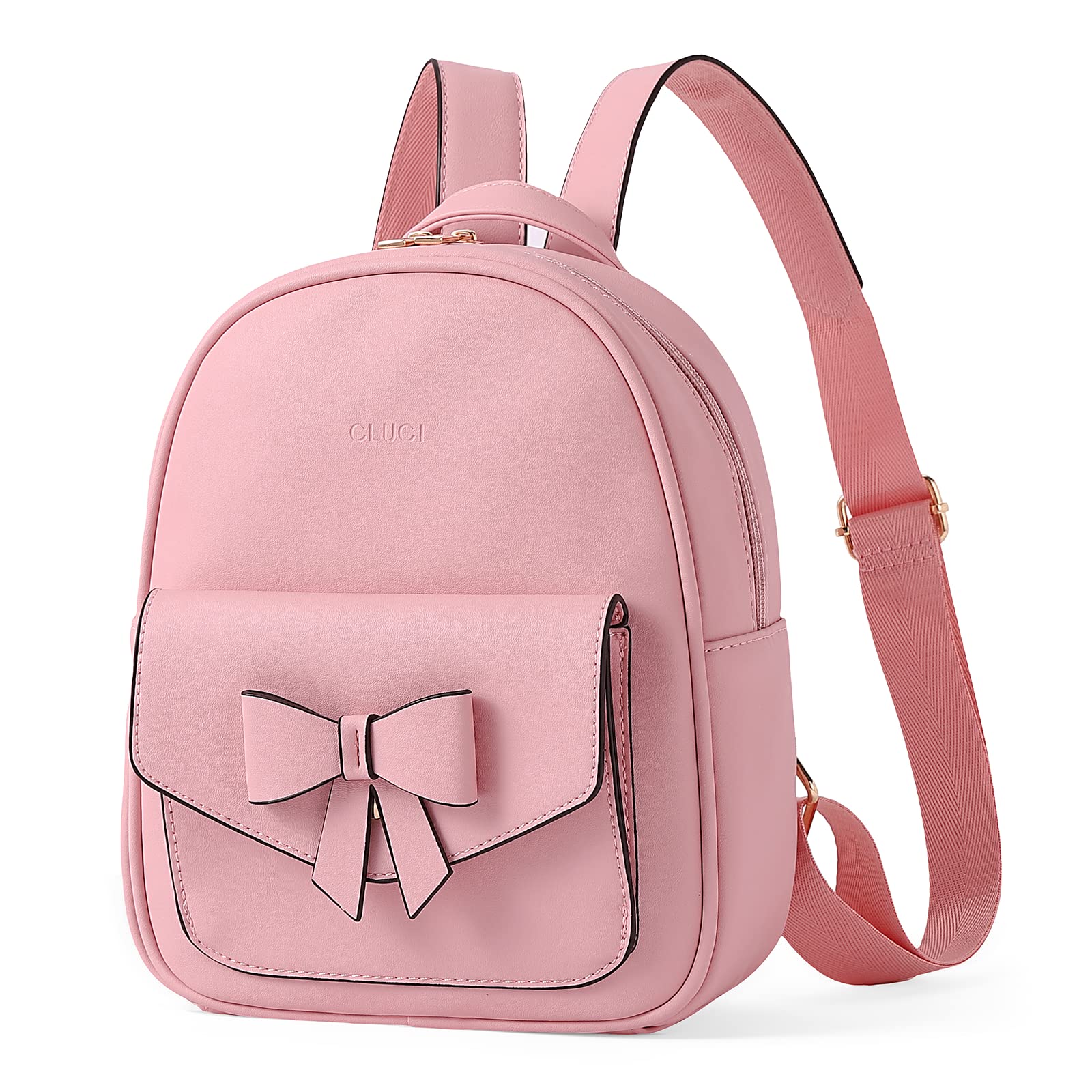 Foto 2 pulgar | Mochila Cluci Mini Cute Bowknot De Piel Rosa Para Mujer - Venta Internacional.