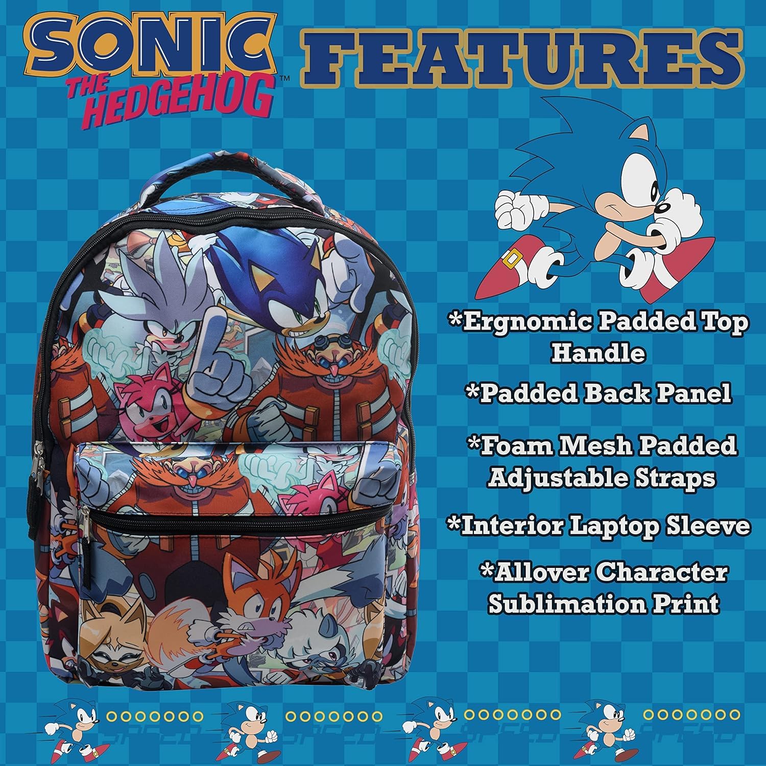 Foto 5 pulgar | Mochila Ai Accessory Innovations Sonic The Hedgehog - Venta Internacional.