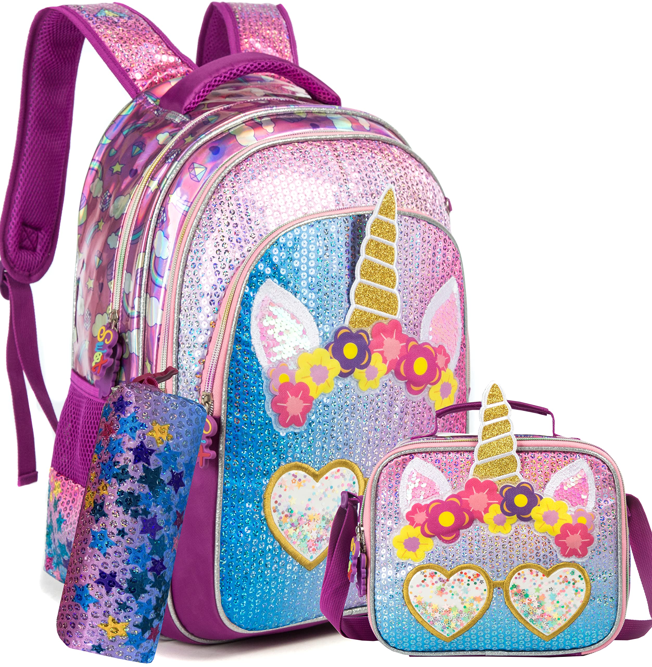 Mochila Meetbelify Unicorn para Niñas Con Lonchera De 16 Pulgadas - Venta Internacional $982