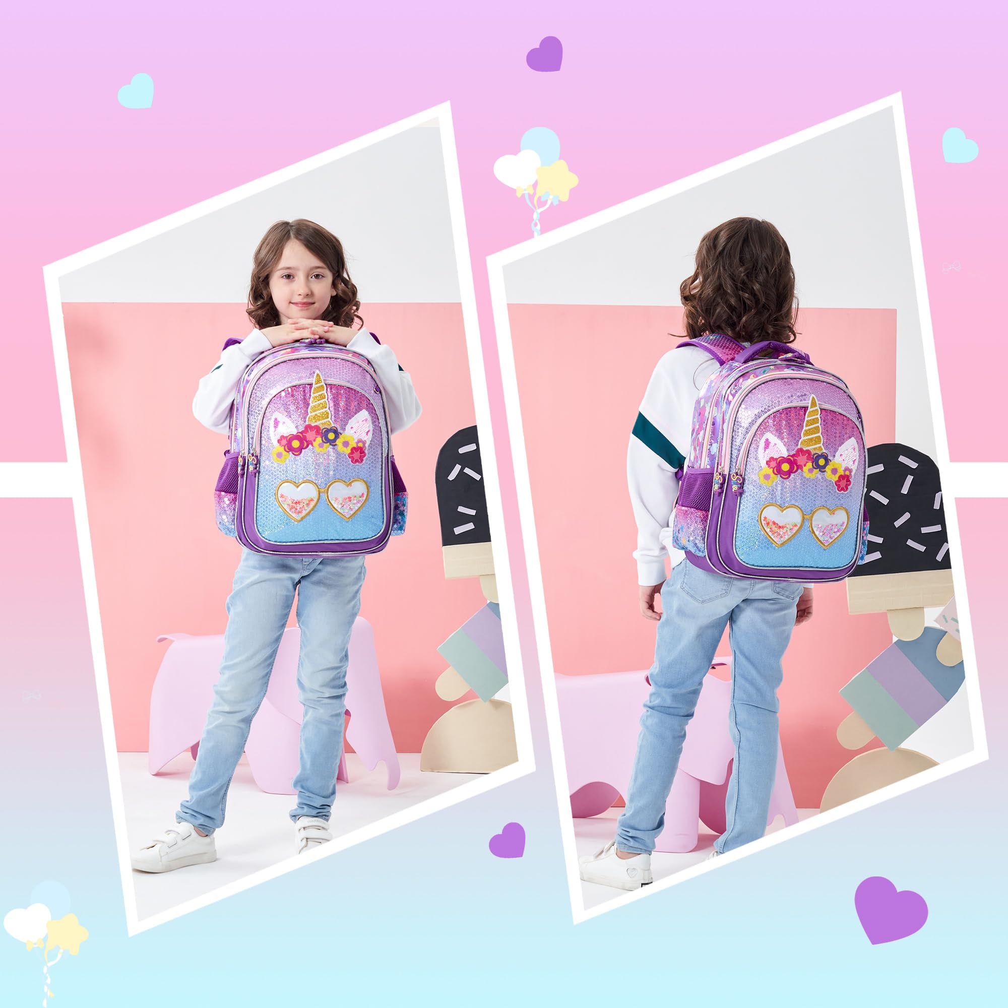 Foto 6 pulgar | Mochila Meetbelify Unicorn para Niñas Con Lonchera De 16 Pulgadas - Venta Internacional