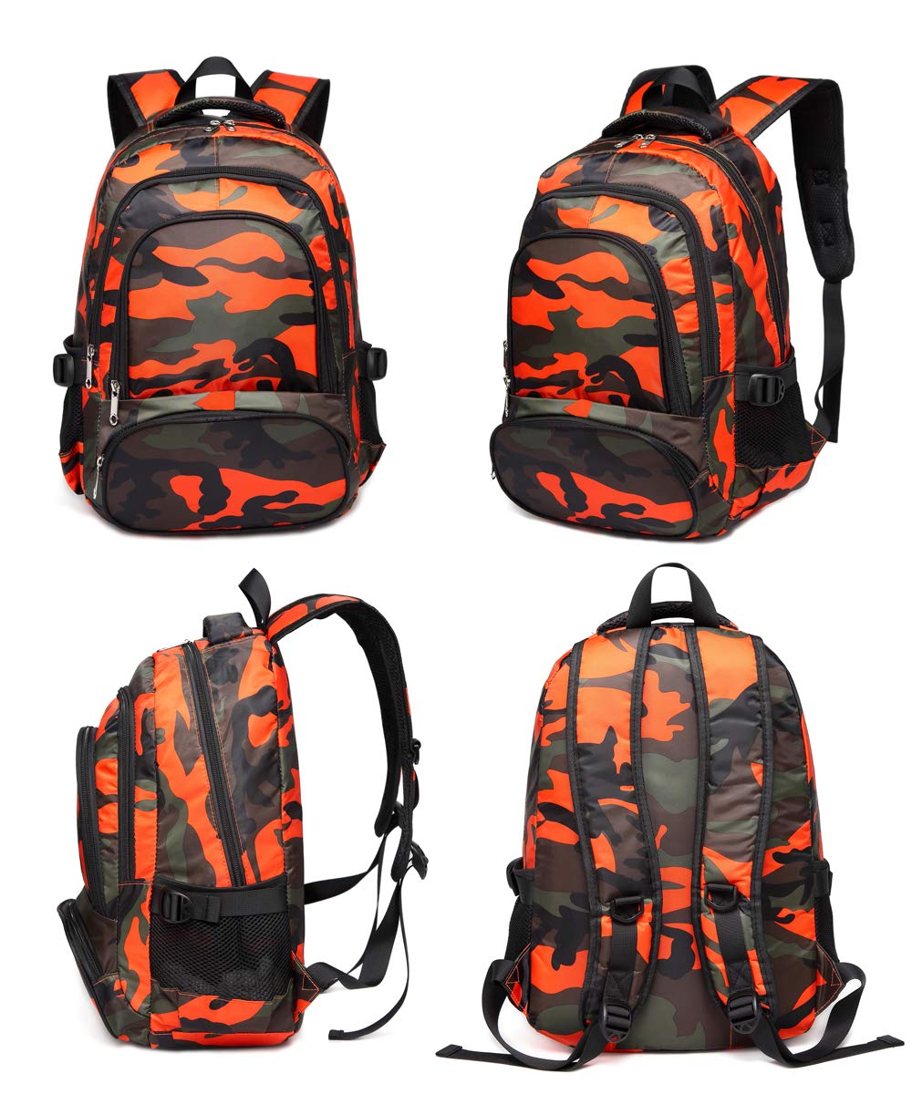 Foto 4 pulgar | Mochila Escolar Bluefairy Naranja Camuflado para Niños - Venta Internacional